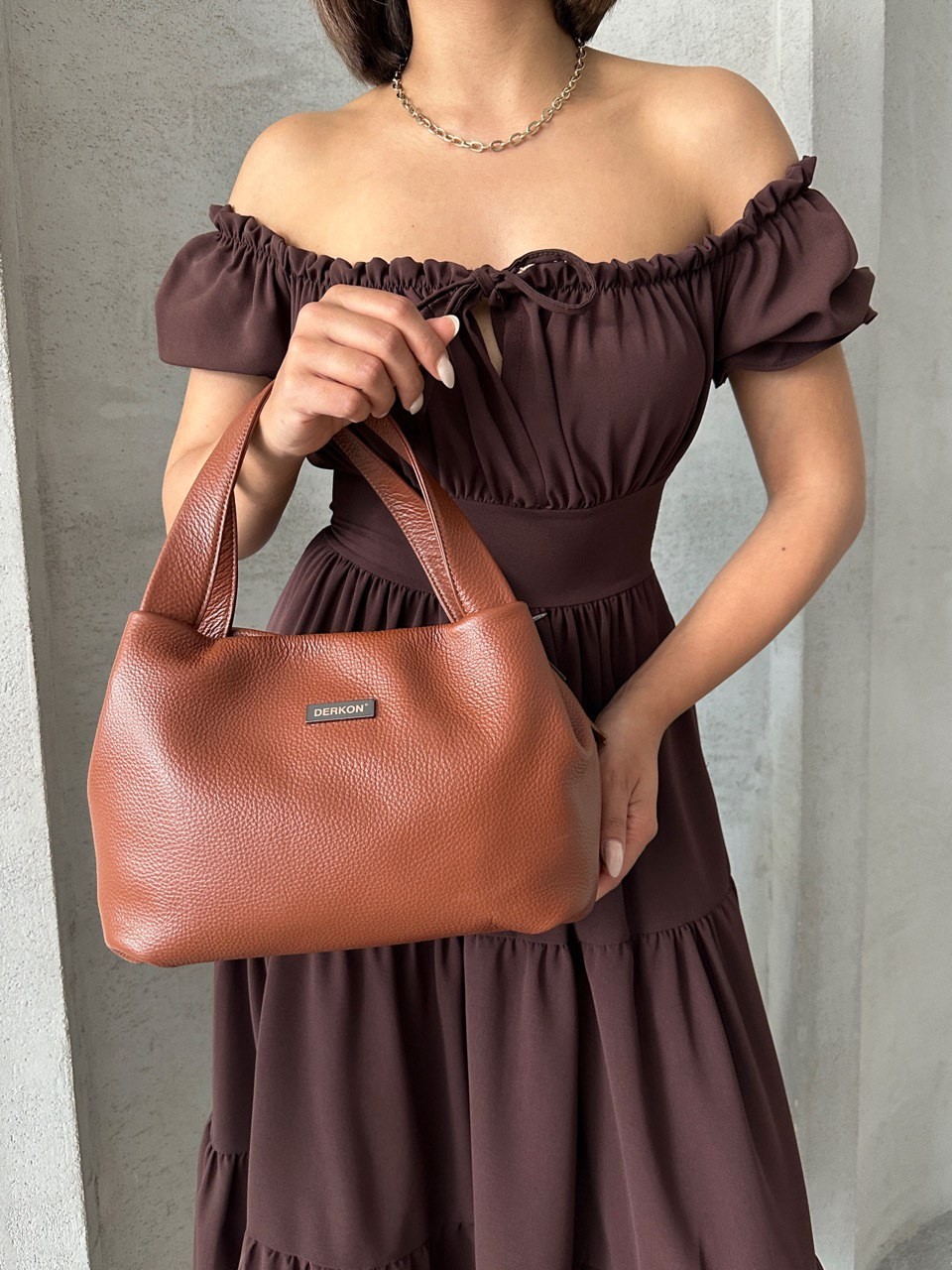 Vera Model Hakiki Deri Kadın Çantası  - TABA