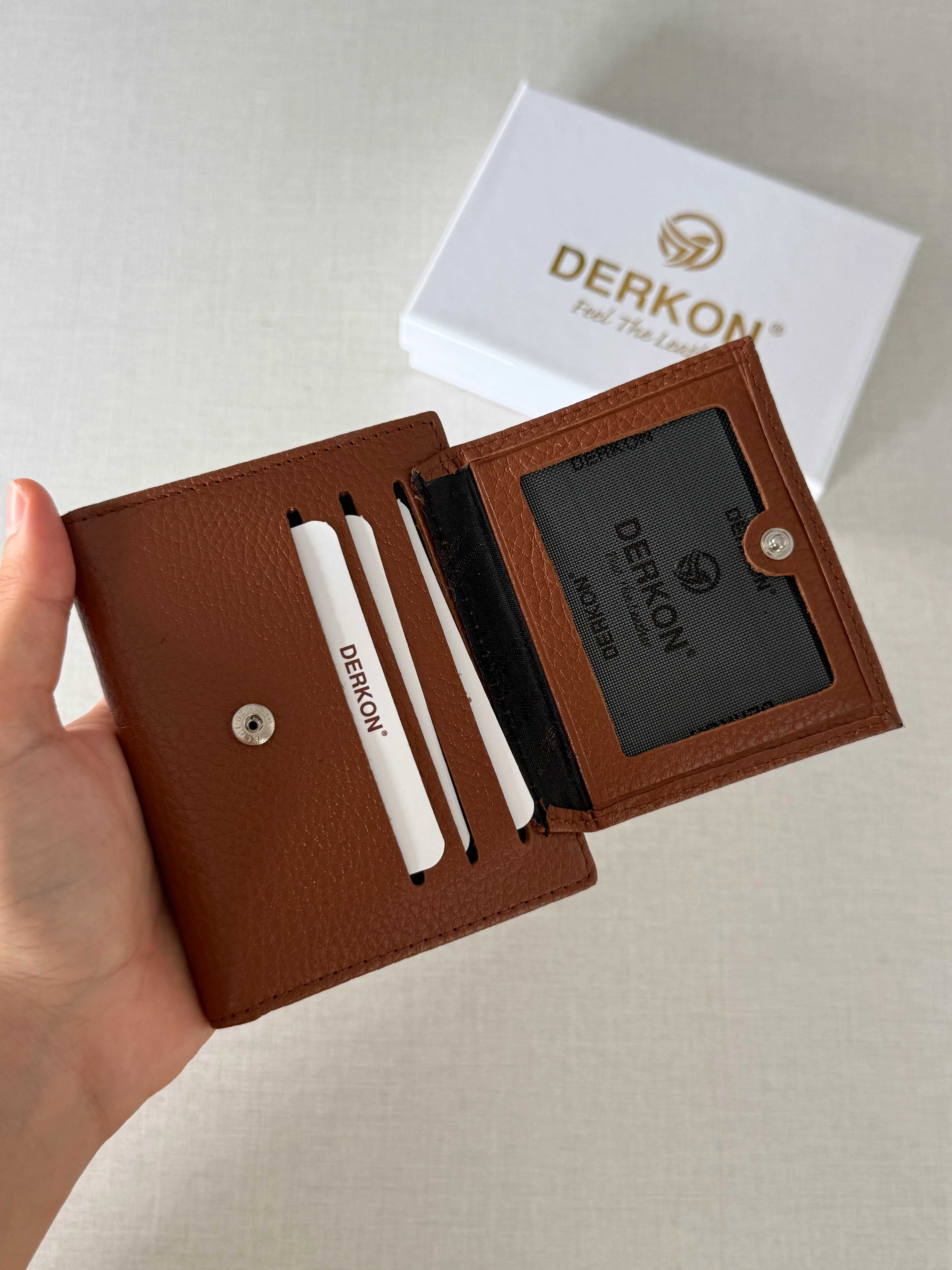 Her Çantaya Sığabilecek Ufak Bol Kartlık Bölmeli Hakiki Deri Bayan Cüzdanı Yuhan Model - TABA