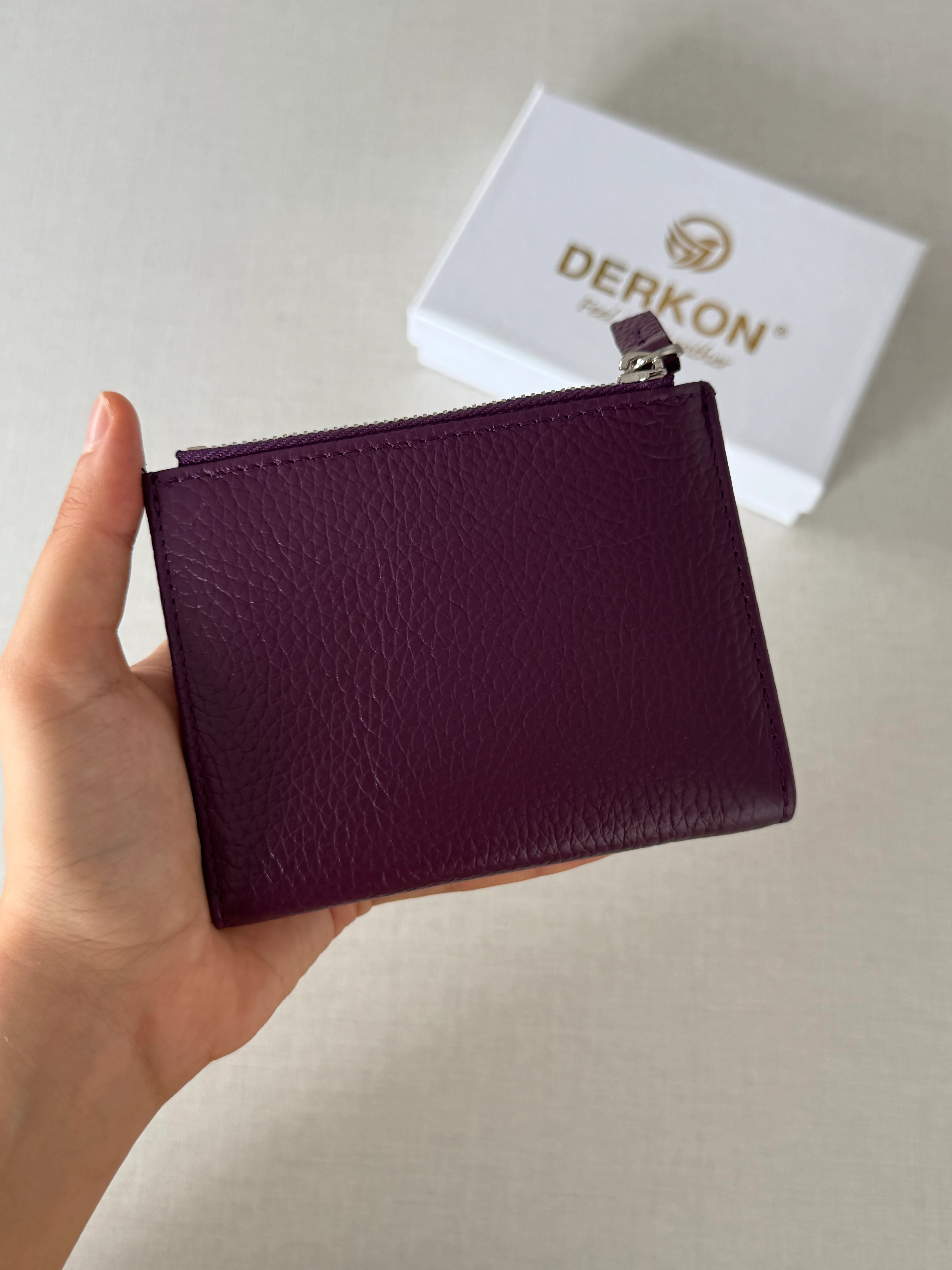 Her Çantaya Sığabilecek Ufak Bol Kartlık Bölmeli Hakiki Deri Bayan Cüzdanı Yuhan Model - MOR