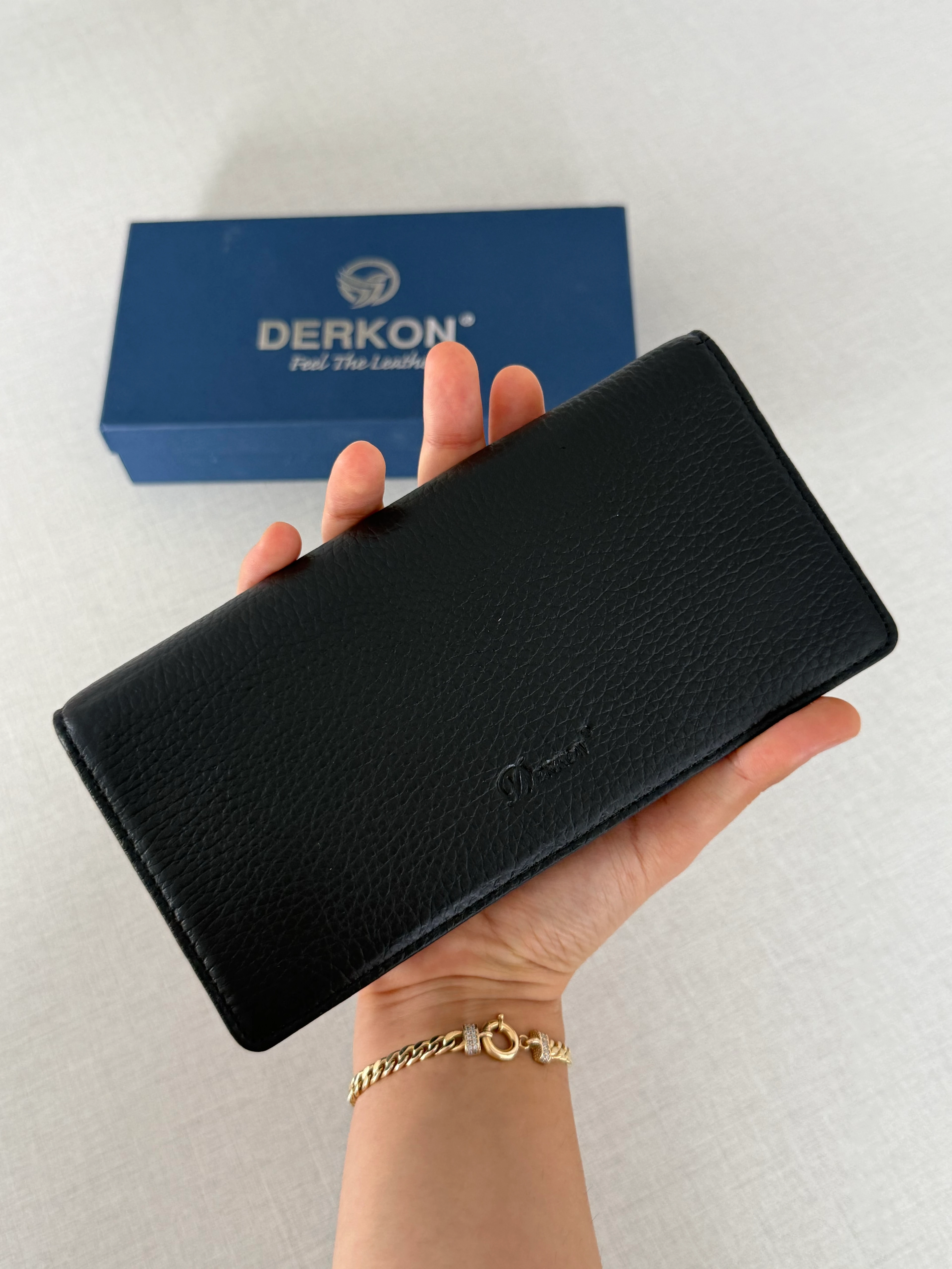 Telefon Bölmeli Hakiki Deri El Tutamaçlı Siyah Cüzdan