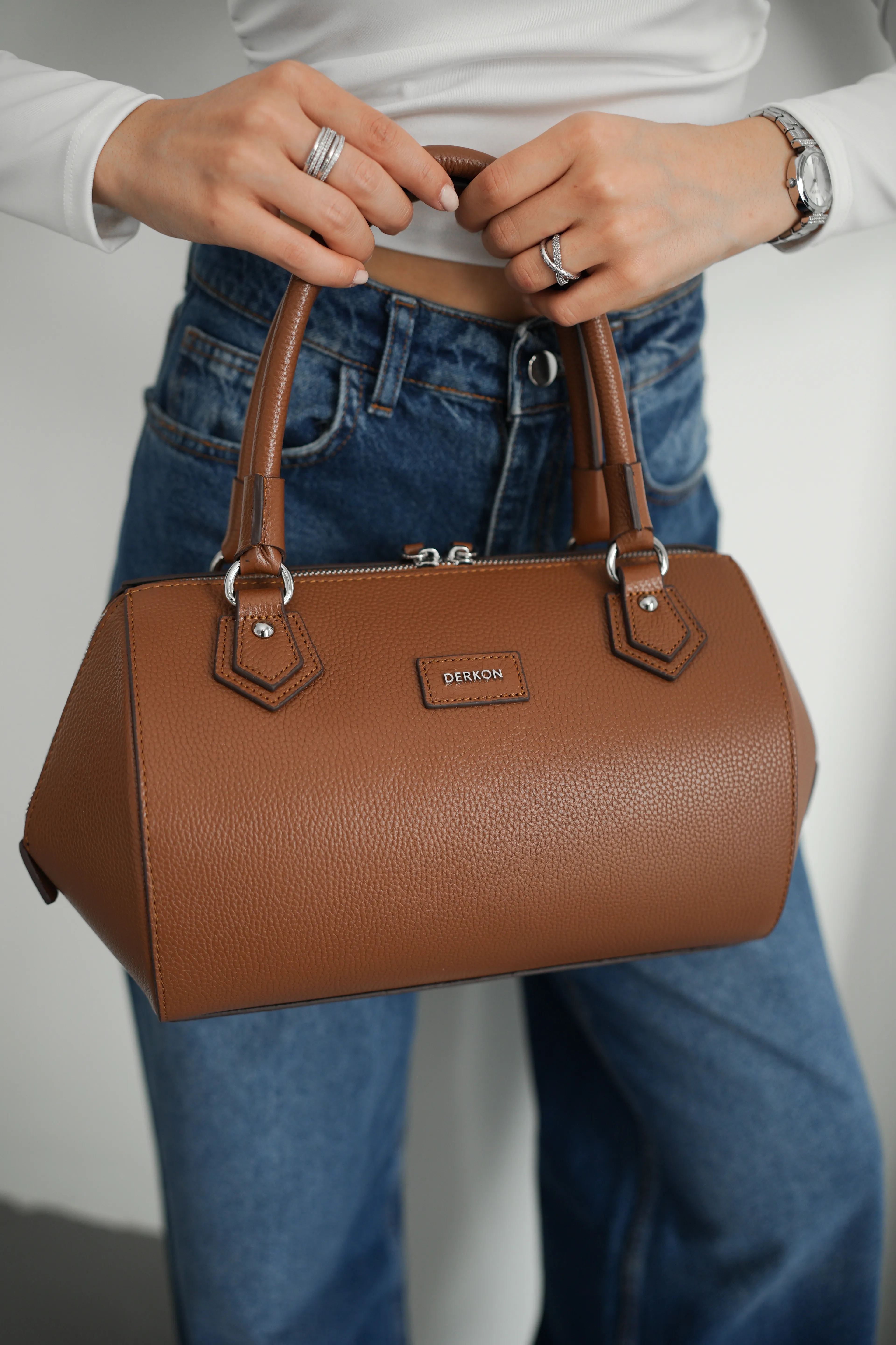 Hakiki Deri Rosely Model Kadın Çantası - TABA