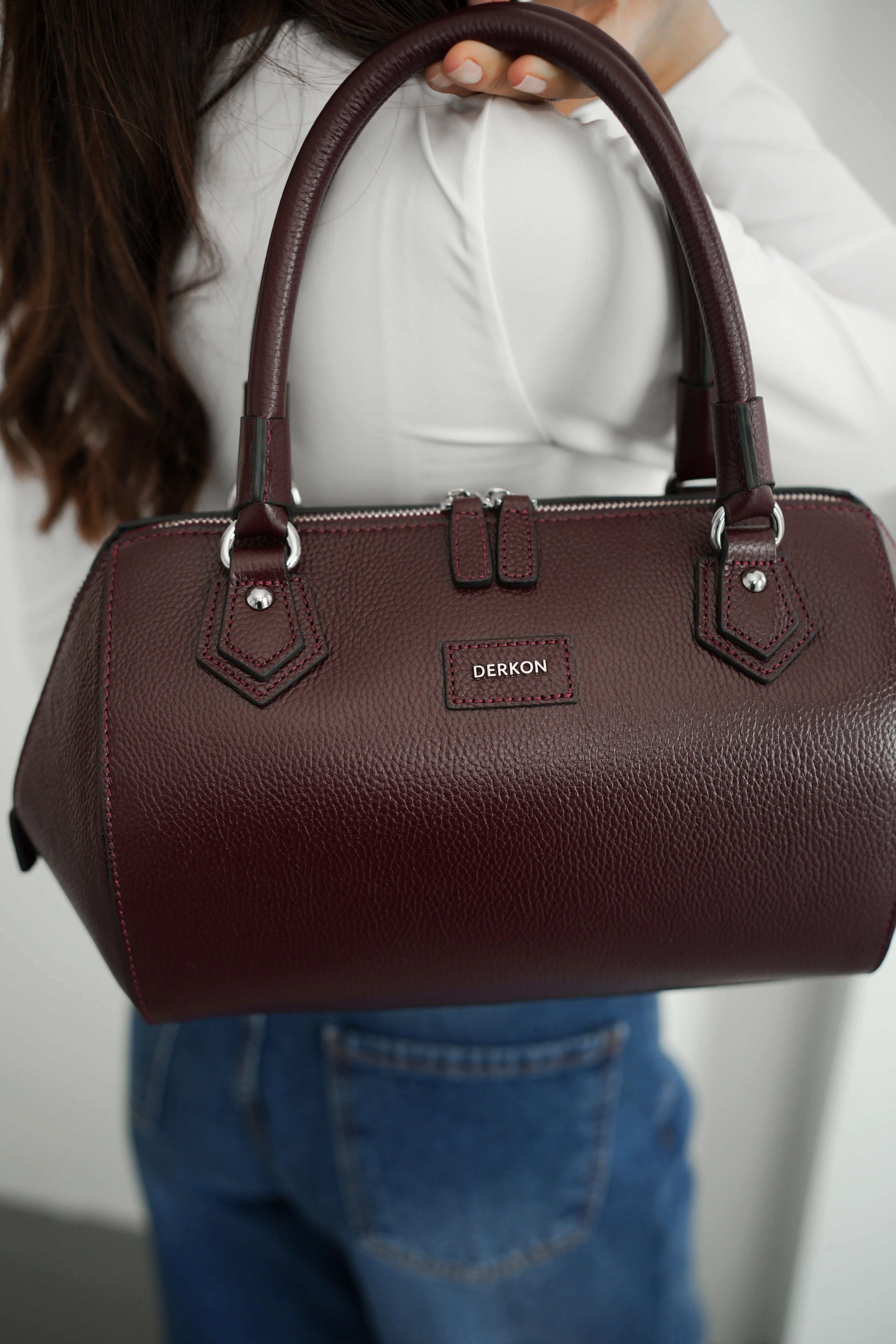 Hakiki Deri Rosely Model Kadın Çantası - BORDO