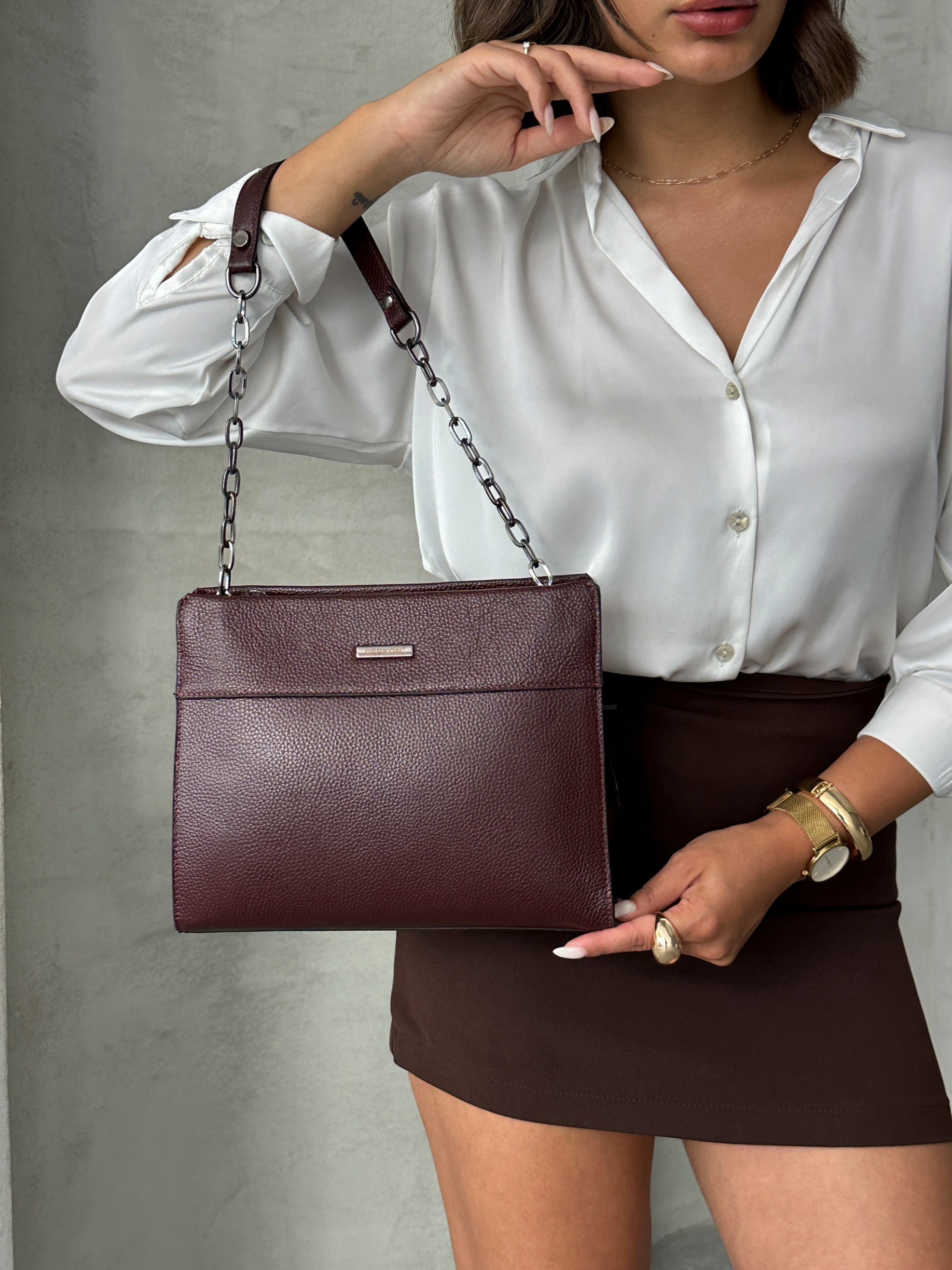 Kol Ve Omuz Çantası Hakiki Deri Monica Model  - BORDO