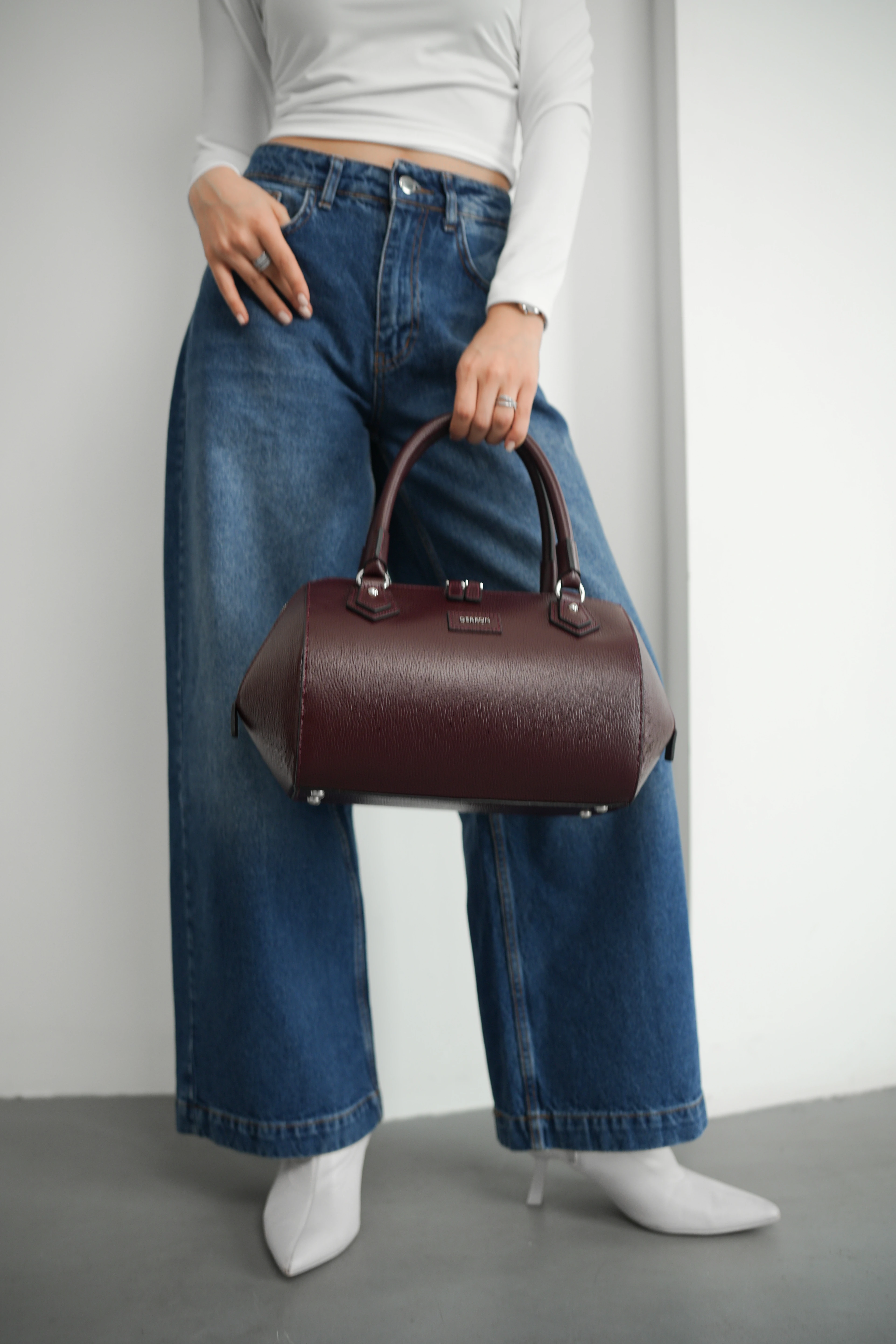 Hakiki Deri Rosely Model Kadın Çantası - BORDO