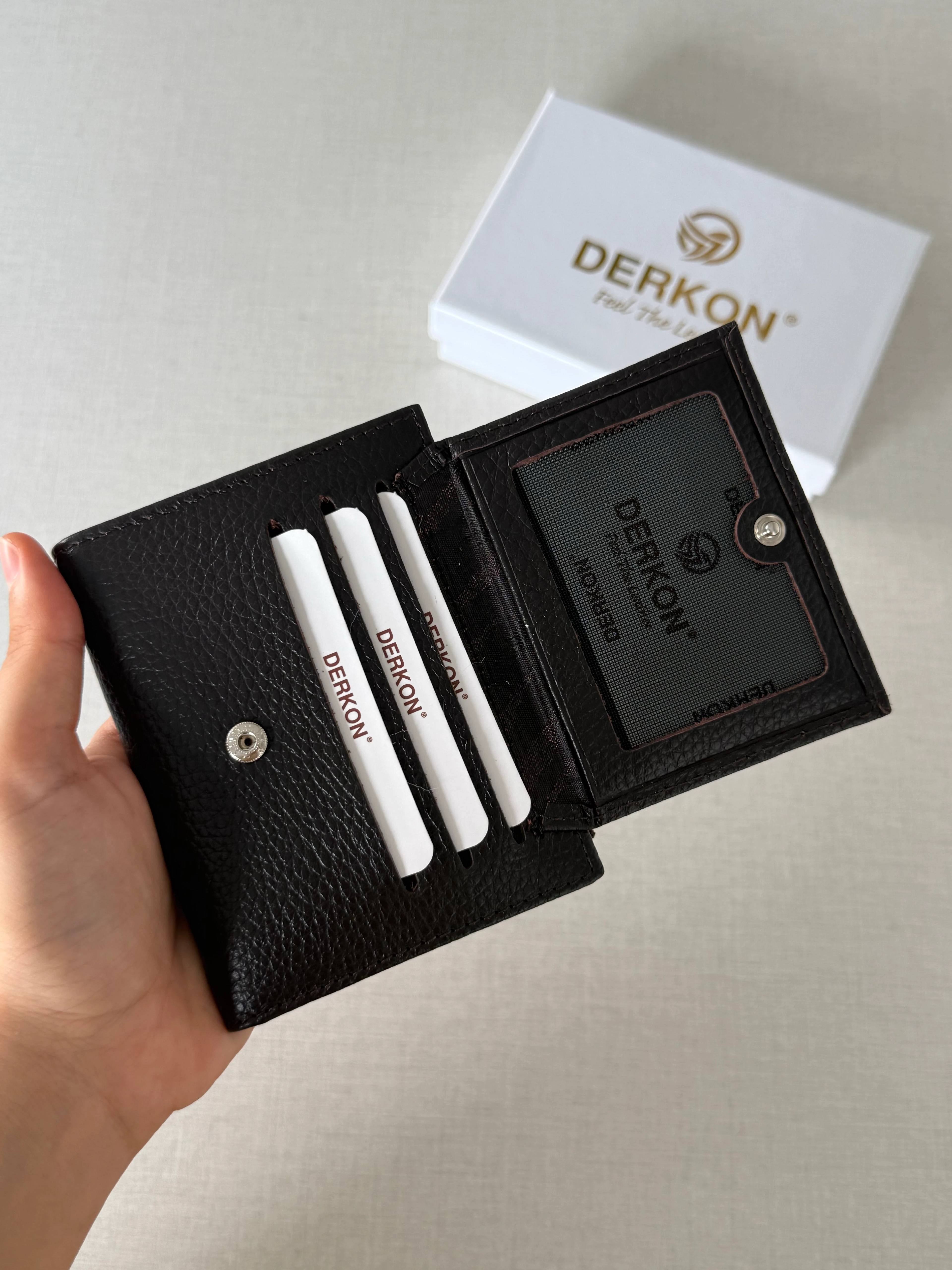 Her Çantaya Sığabilecek Ufak Bol Kartlık Bölmeli Hakiki Deri Bayan Cüzdanı Yuhan Model - KAHVERENGİ