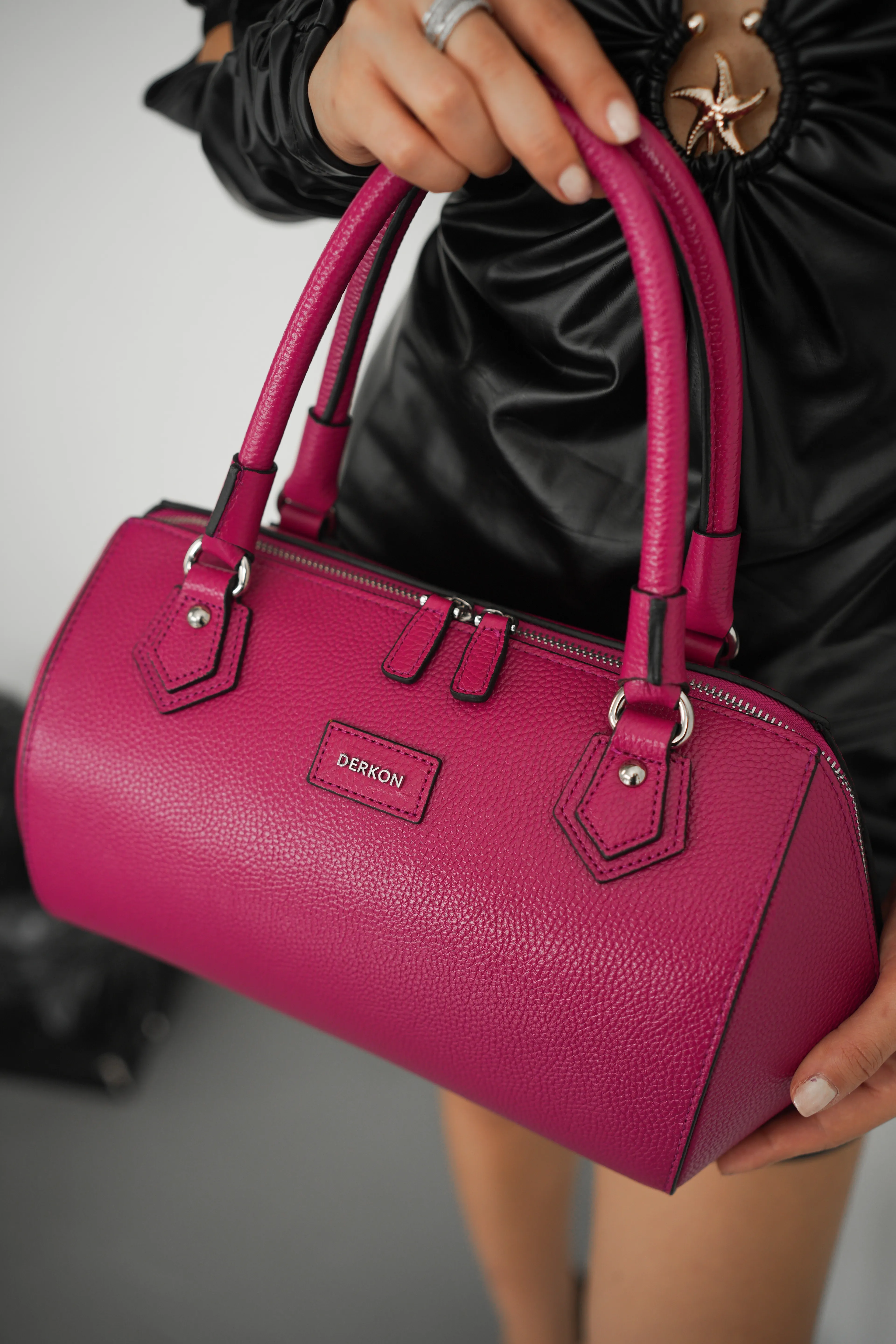 Hakiki Deri Rosely Model Kadın Çantası - FUŞYA
