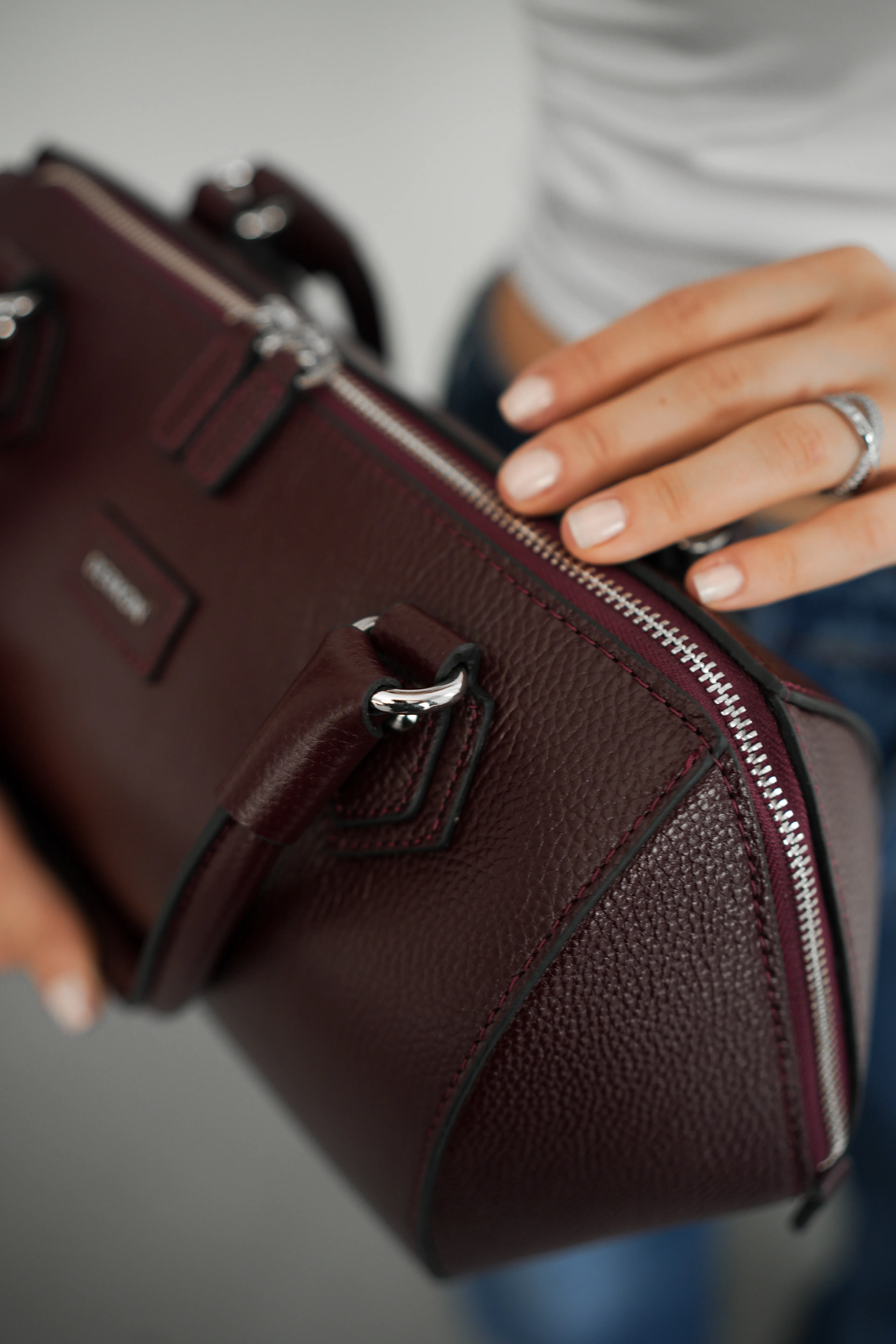 Hakiki Deri Rosely Model Kadın Çantası - BORDO