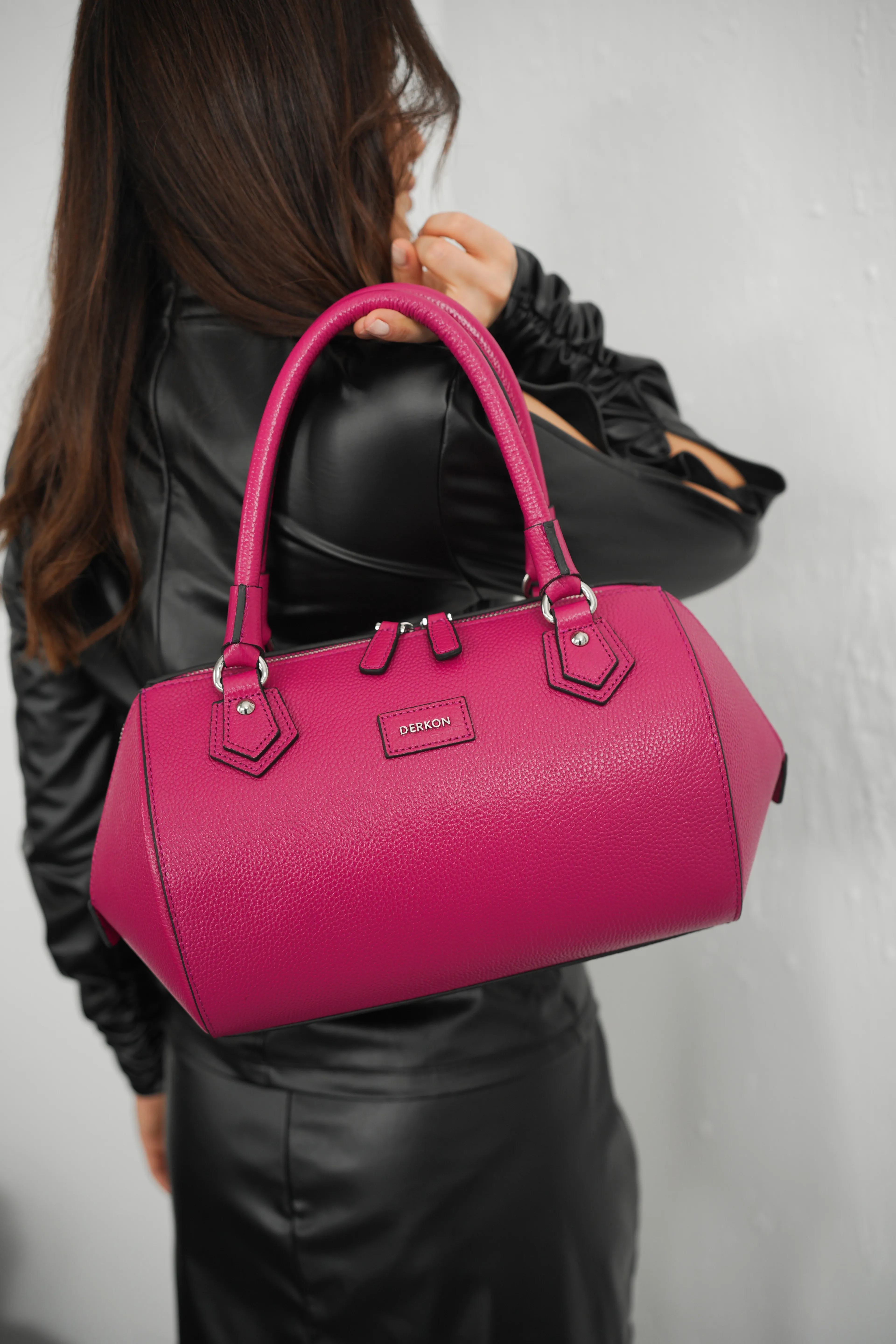 Hakiki Deri Rosely Model Kadın Çantası - FUŞYA