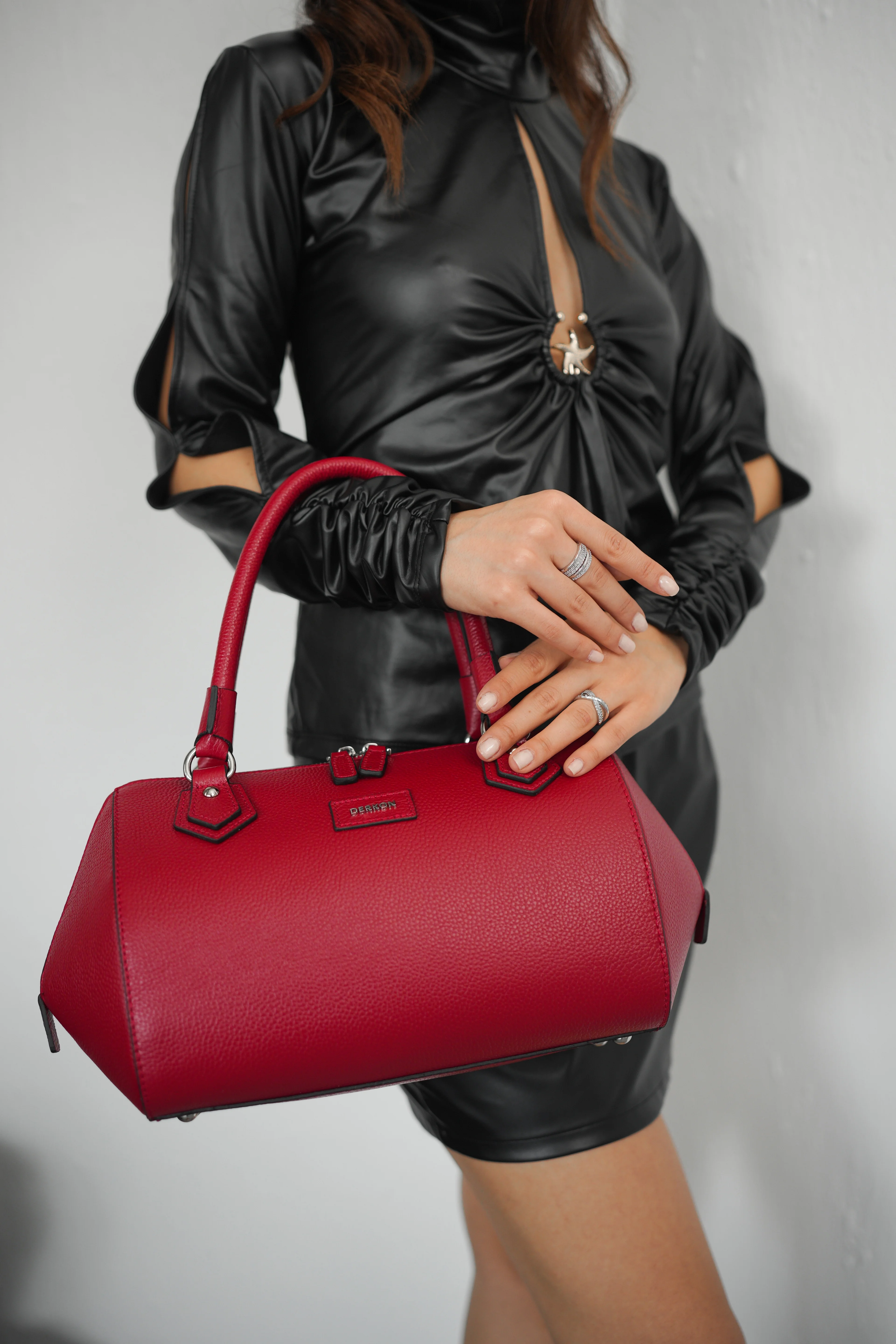 Hakiki Deri Rosely Model Kadın Çantası - KIRMIZI