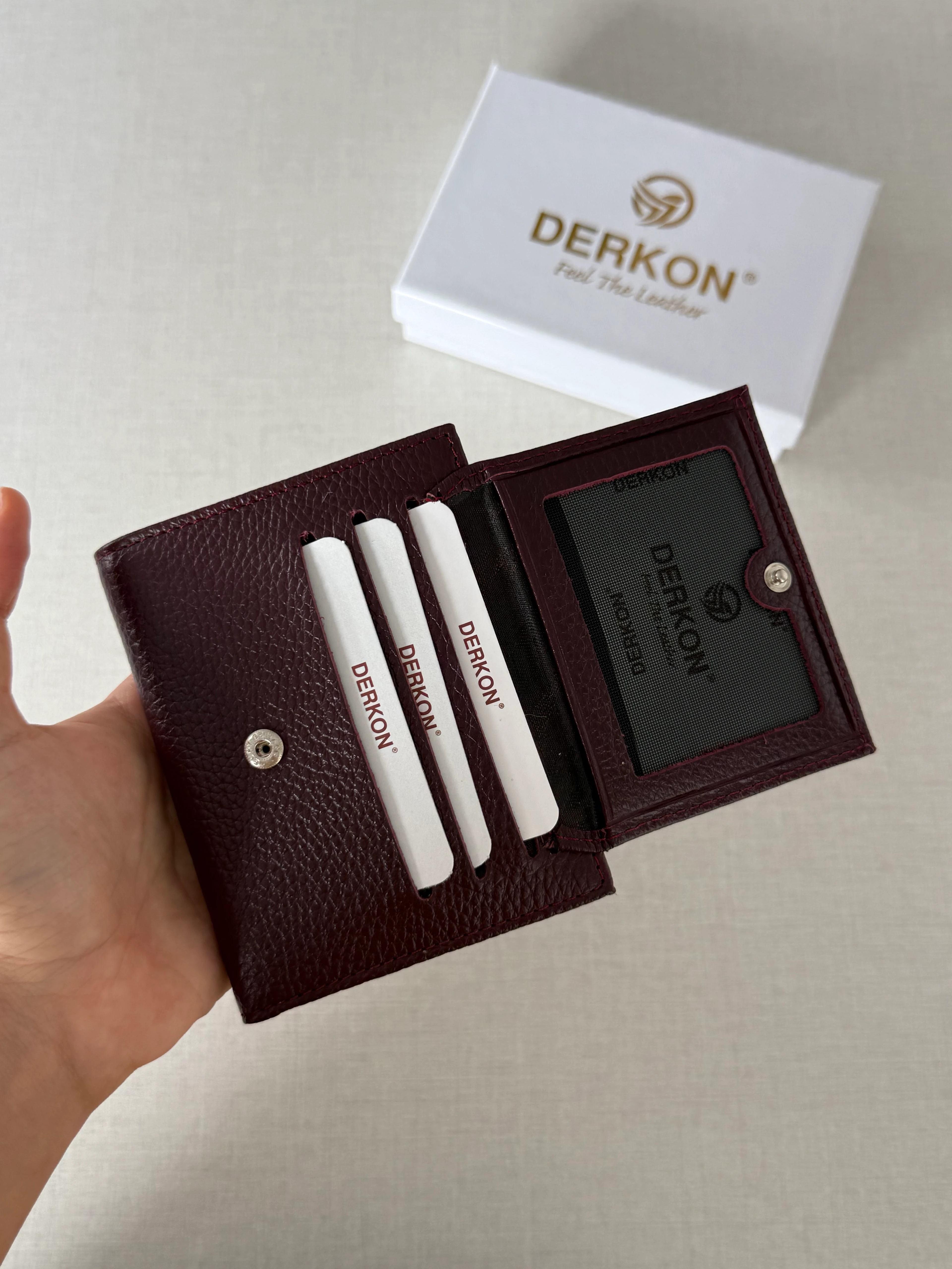 Her Çantaya Sığabilecek Ufak Bol Kartlık Bölmeli Hakiki Deri Bayan Cüzdanı Yuhan Model - BORDO