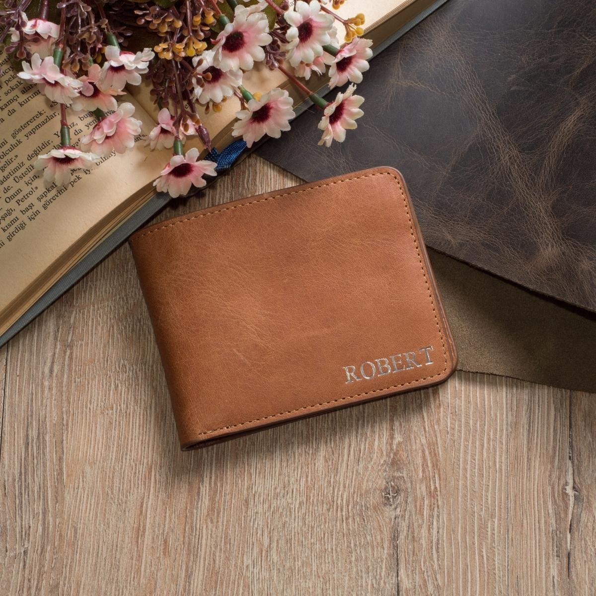 Customizable Genuine Leather Wallet Tons - Tan