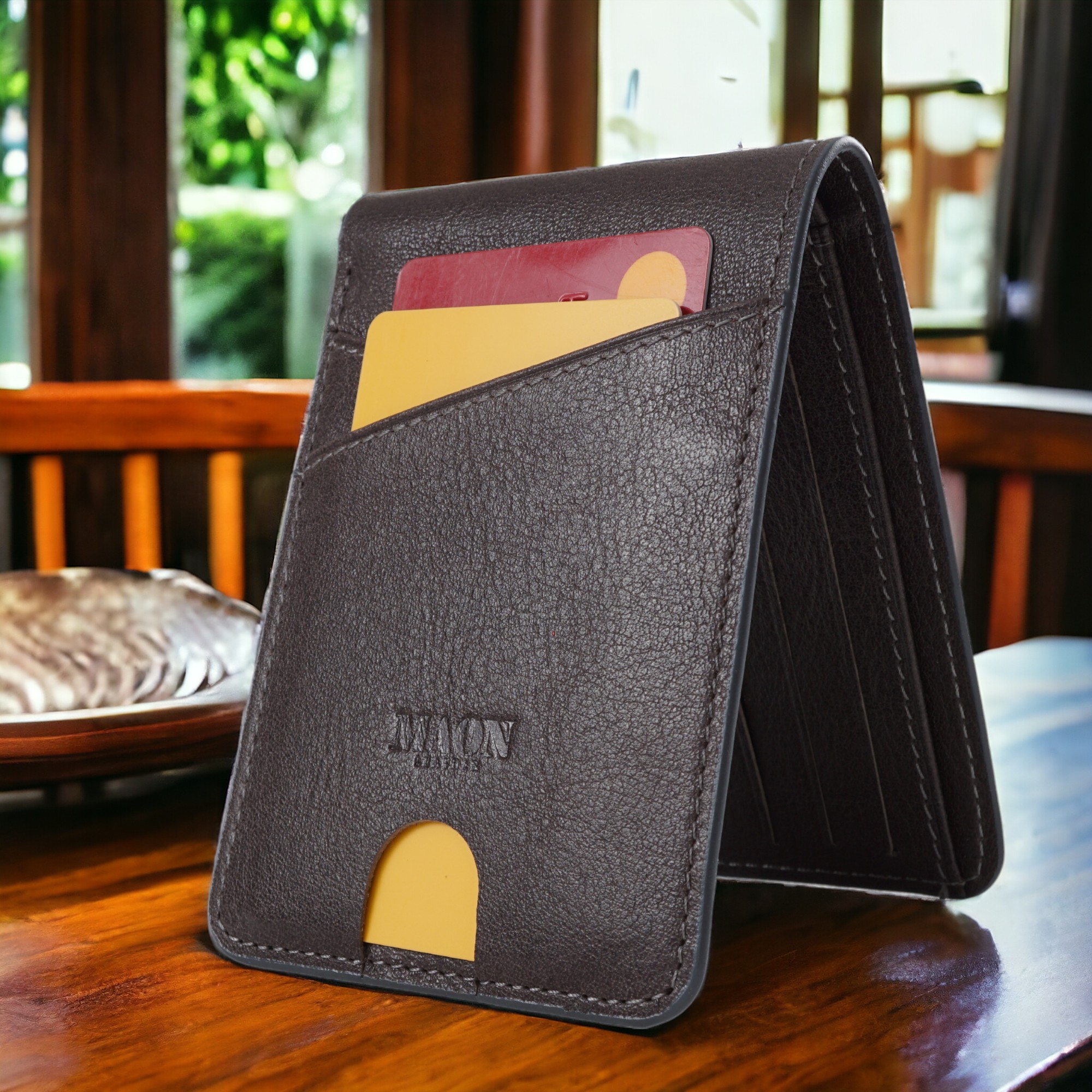 Genuine Leather Minimal Slim and Thin Wallet - Gray