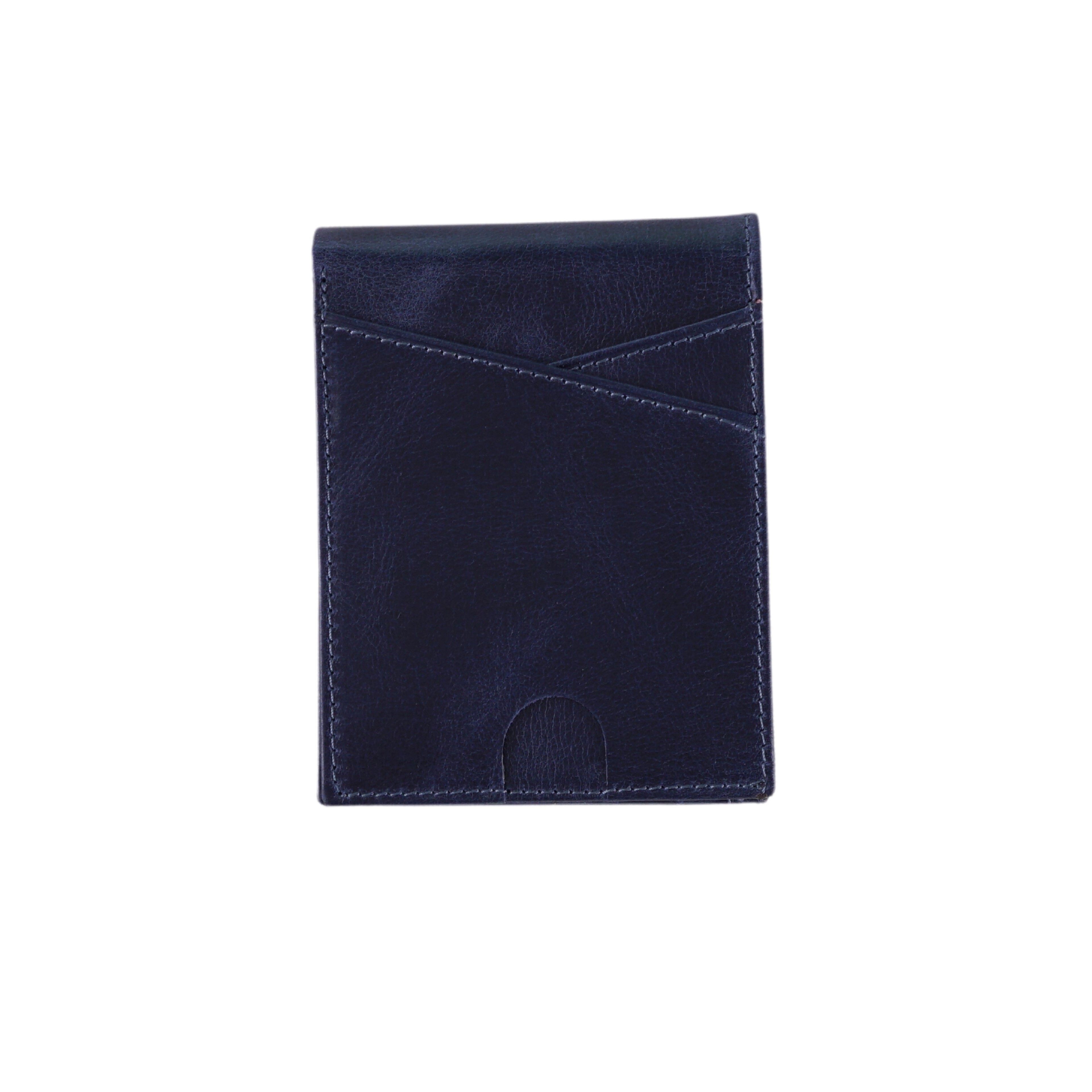 Genuine Leather Minimalist Wallet for Men - Navy Blue