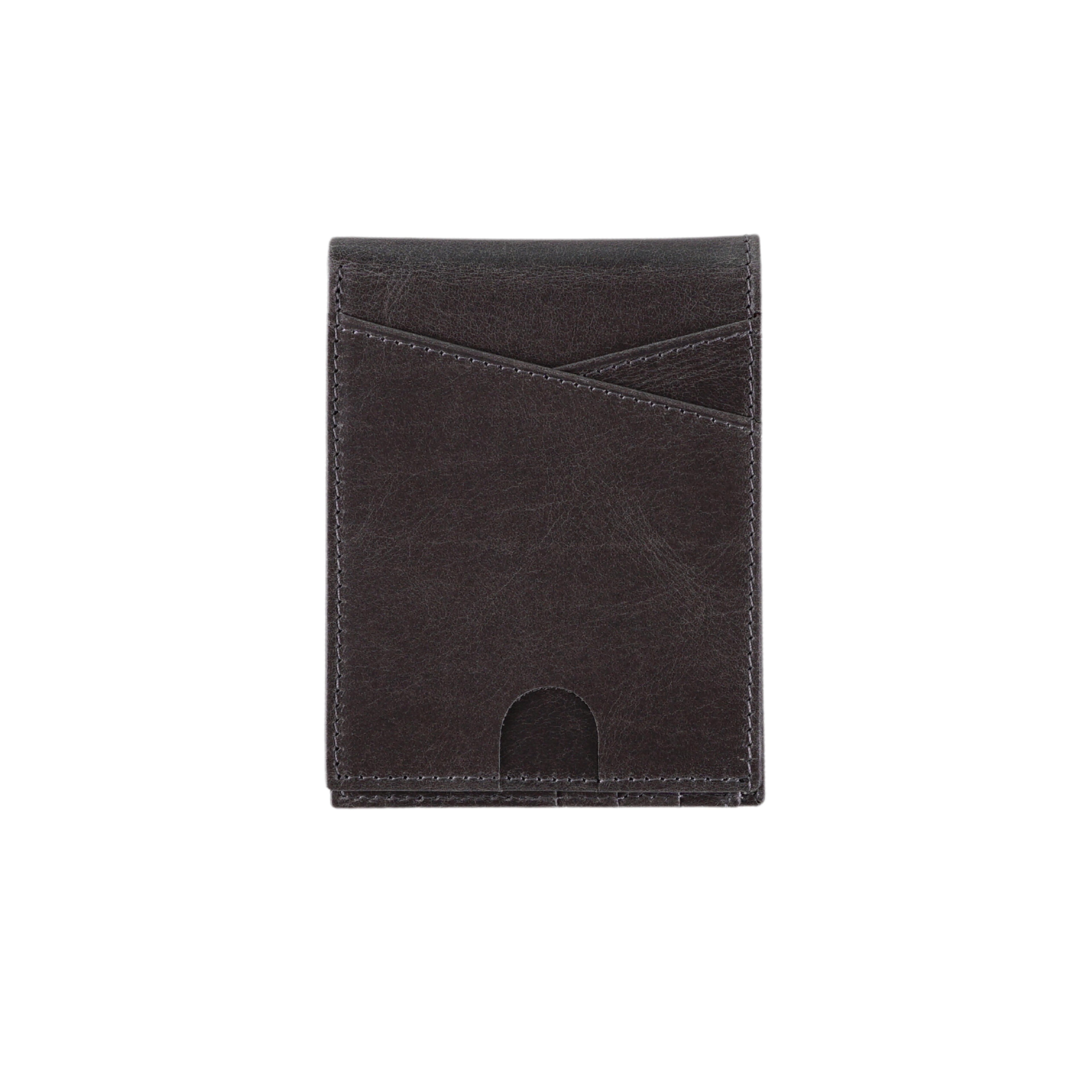 Genuine Leather Minimalist Wallet for Men - Gray