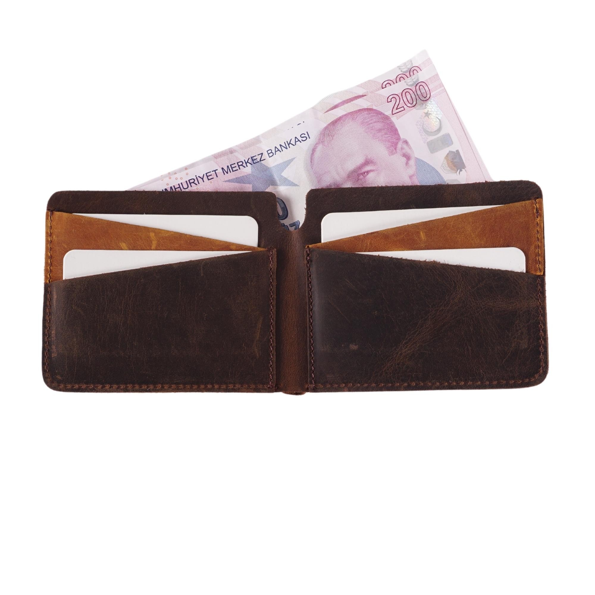 Genuine Leather Garnic Modern Wallet - Dark Brown
