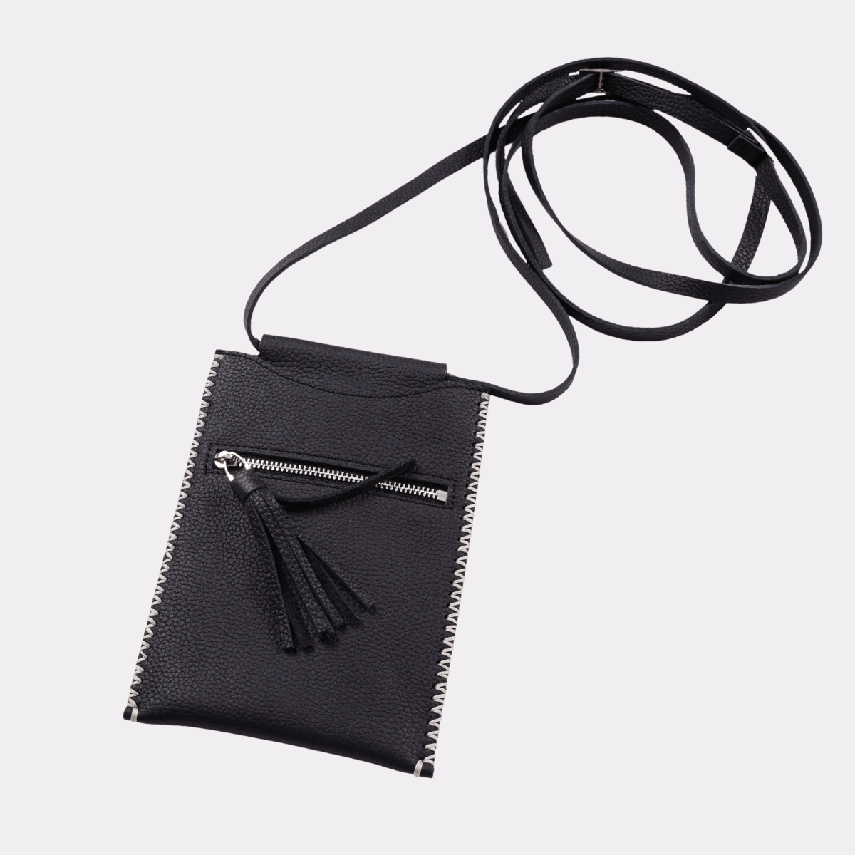 Customizable Genuine Leather Ladies Bag Texra - Black