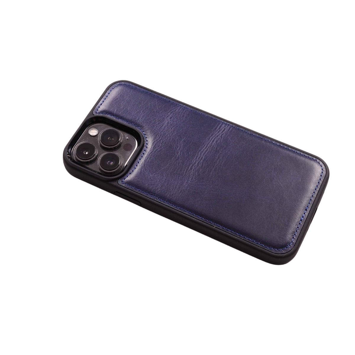 Customizable Blue Genuine Leather Apple Phone Case TOON Case