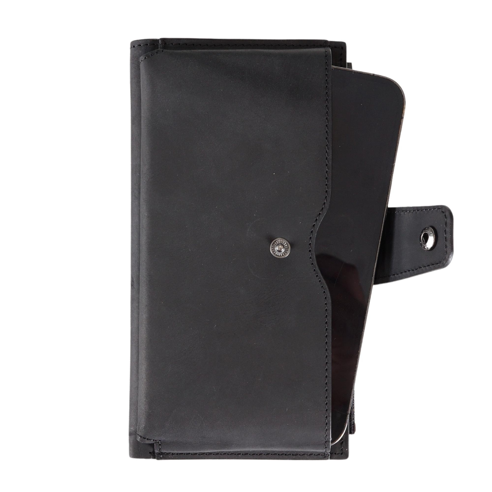 Genuine Leather Wallet with Phone - Black