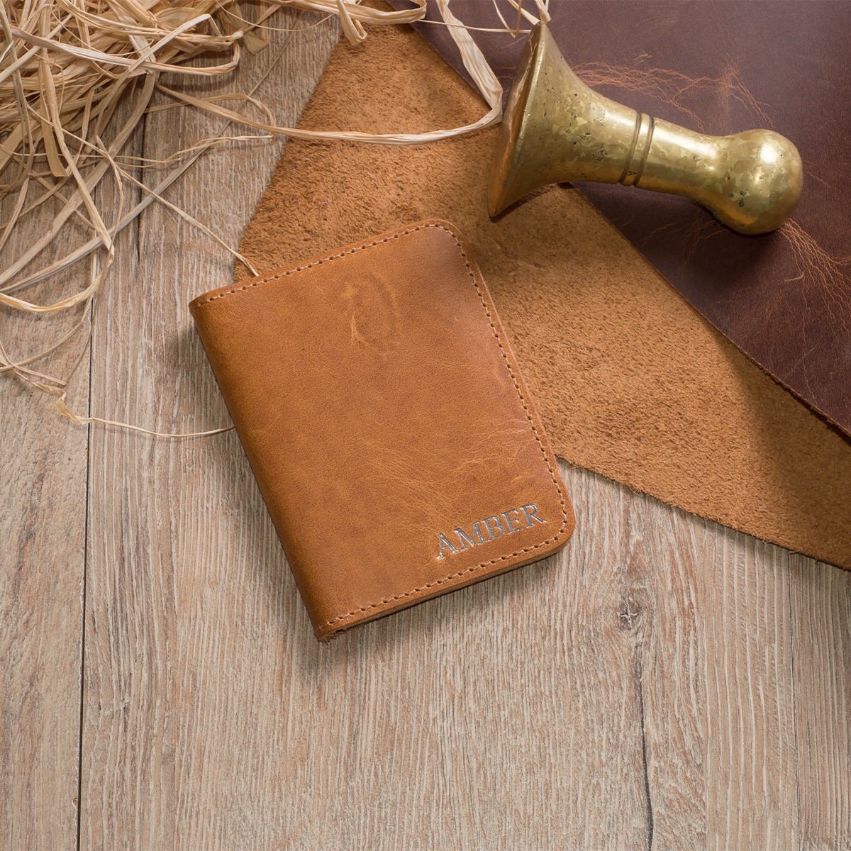 Customizable Genuine Leather Card Holder Sandy - Tan