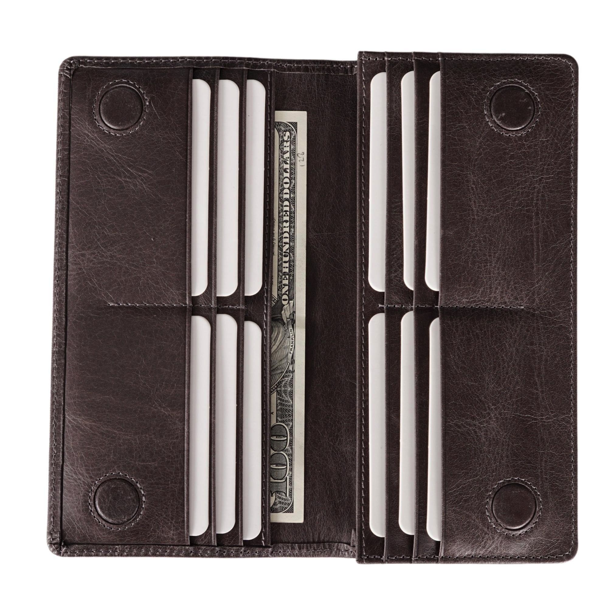 Genuine Leather Wallet with Phone Compartment Ephesus - Gray