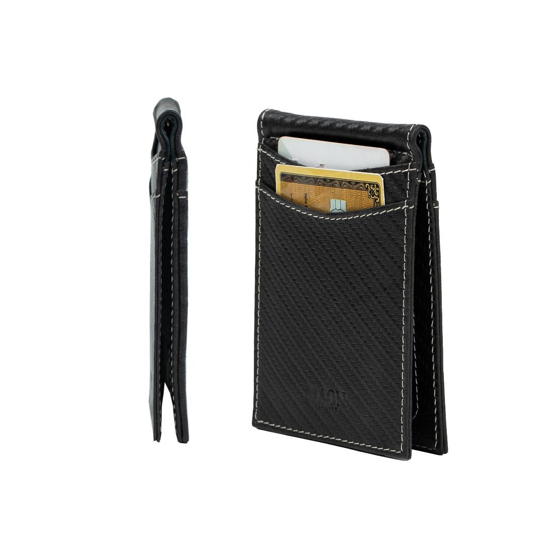 Mens Slim Wallet with Money Clip RFID Blocking Bifold Credit Card Holder for Men with Gift Box - Karbon