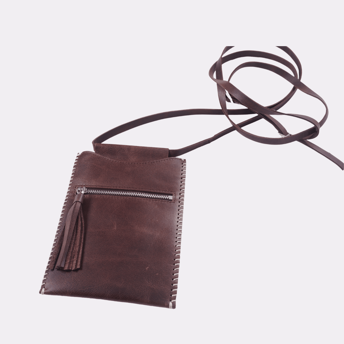 Customizable Genuine Leather Ladies Bag Texra - Dark Brown