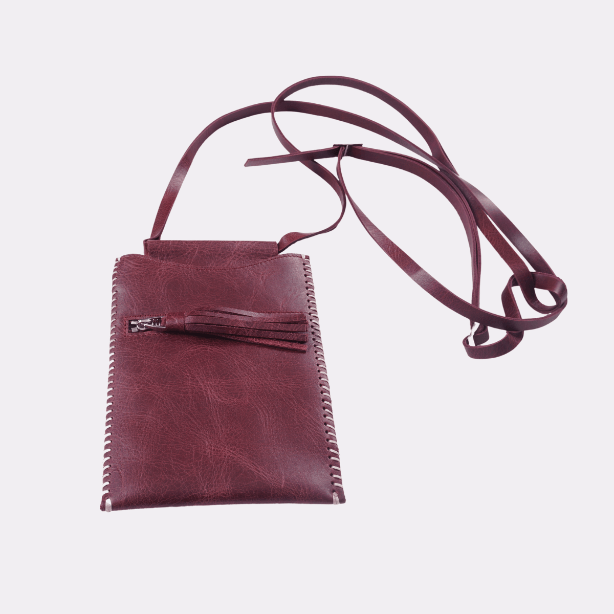 Customizable Genuine Leather Ladies Bag Texra - Bordo