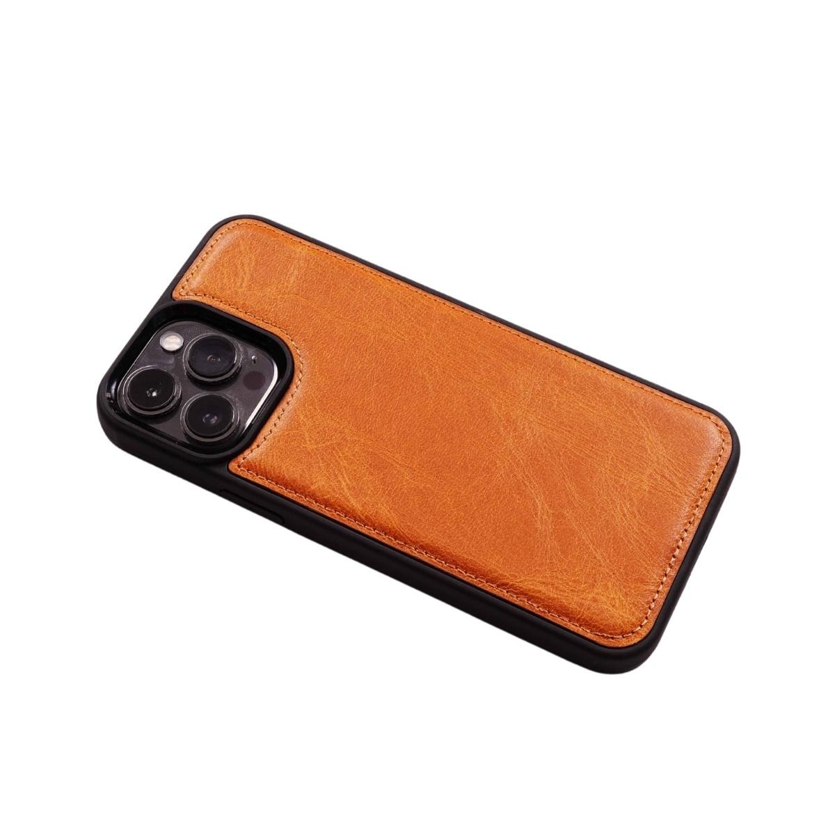 Customizable Brown Genuine Leather Apple Phone Case TOON Case