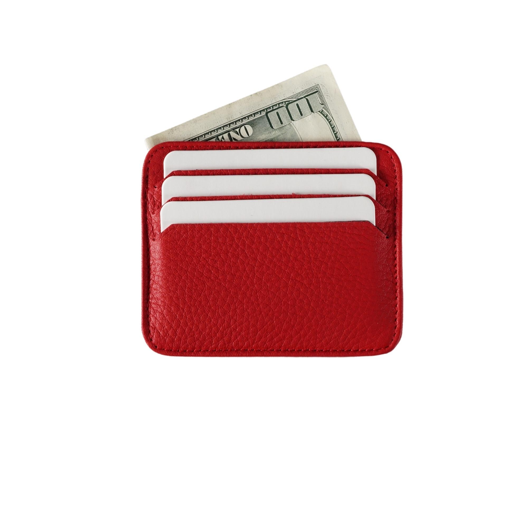 Genuine Leather 6-1 Card Holder  - Red