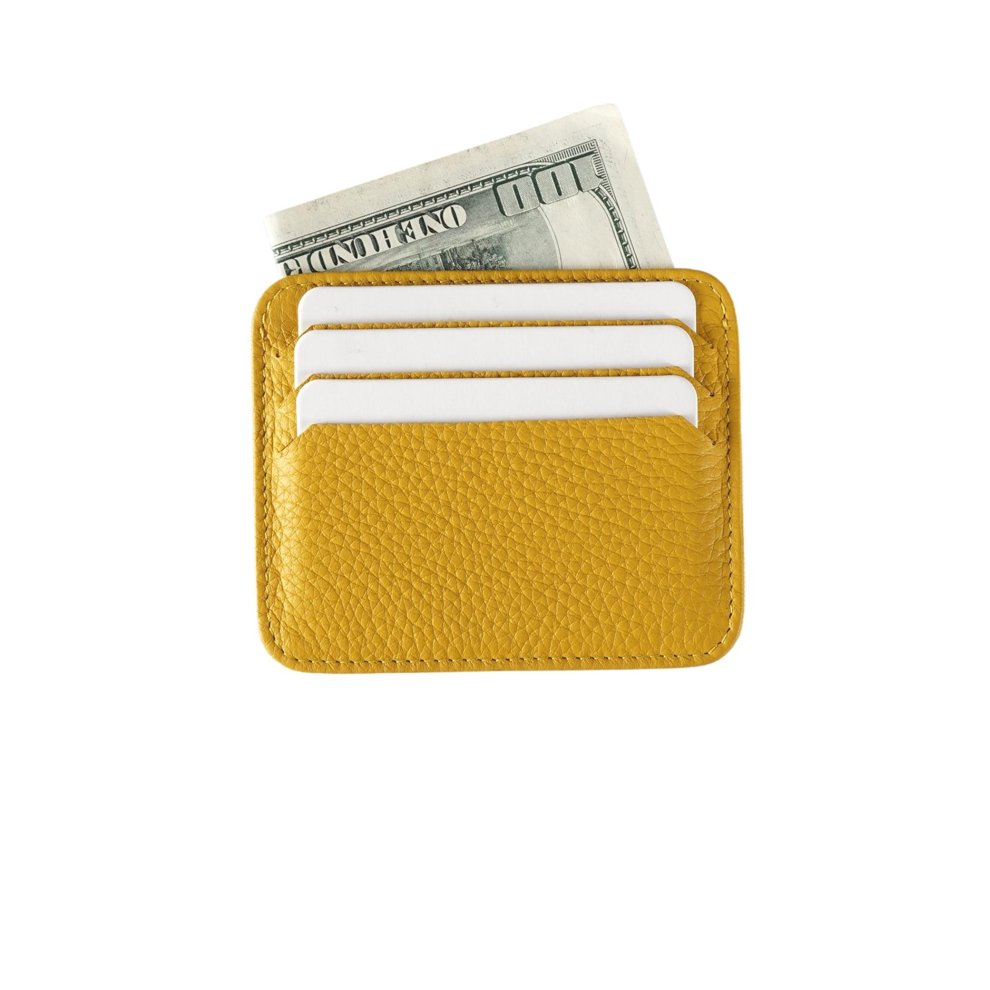Genuine Leather 6-1 Card Holder  - Yellow