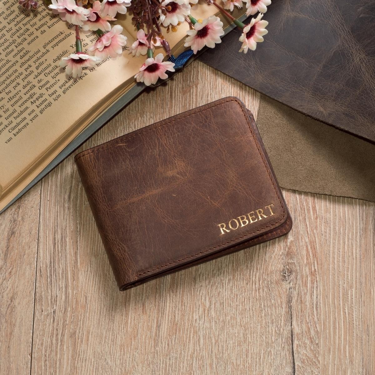 Customizable Genuine Leather Wallet Tons - Dark Brown