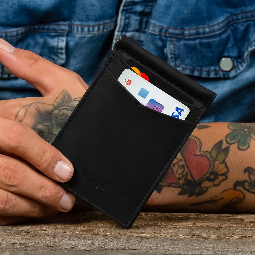 Mens Slim Wallet with Money Clip RFID Blocking Bifold Credit Card