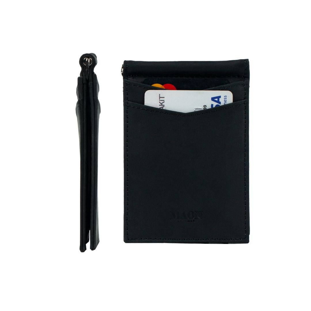 Mens Slim Wallet with Money Clip RFID Blocking Bifold Credit Card Holder for Men with Gift Box - Black