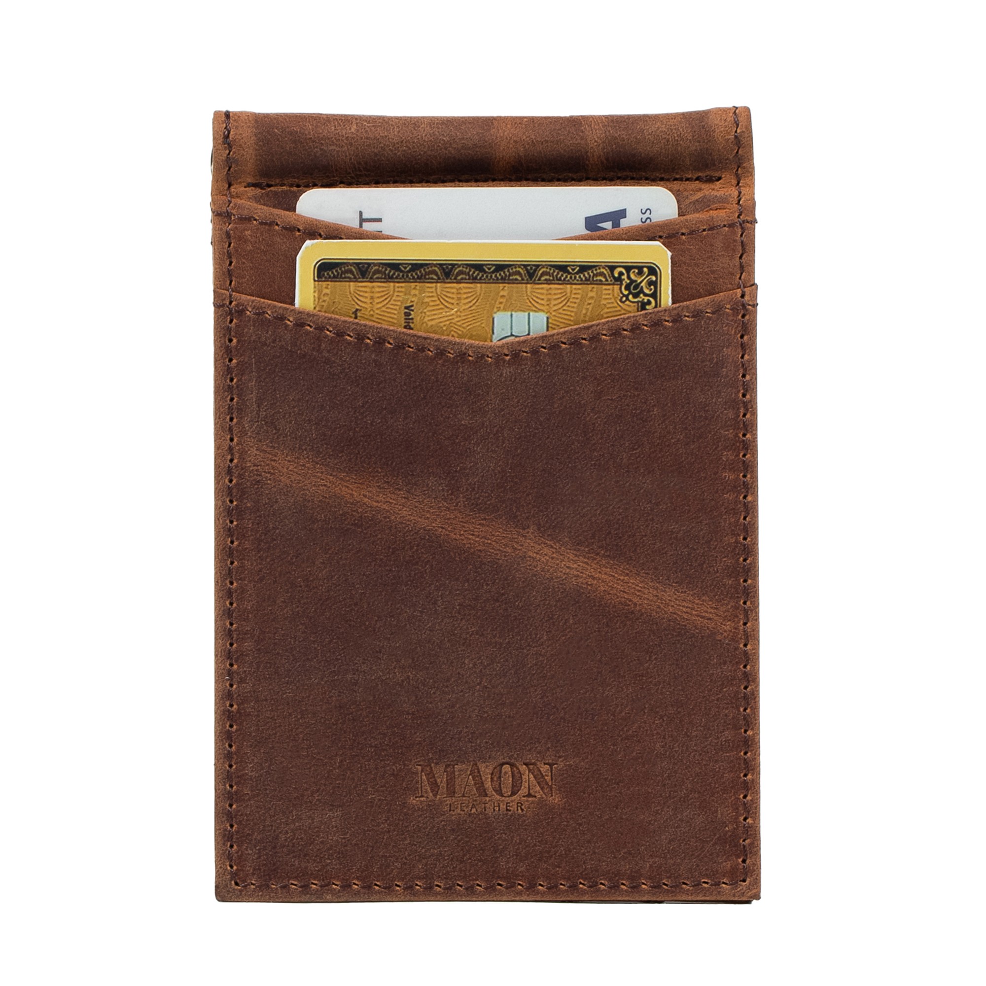 Mens Slim Wallet with Money Clip RFID Blocking Bifold Credit Card Holder for Men with Gift Box - Brown