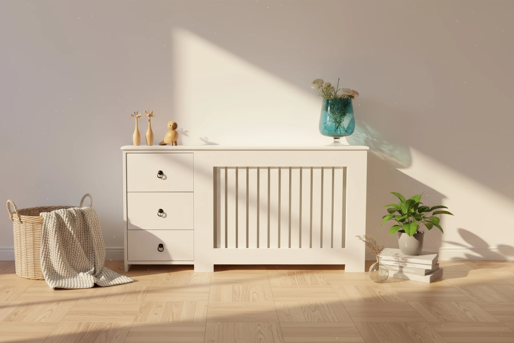 NOVA, Beyaz, Çekmeceli Petek Kaplama Dresuar – Dekoratif Petek Önü