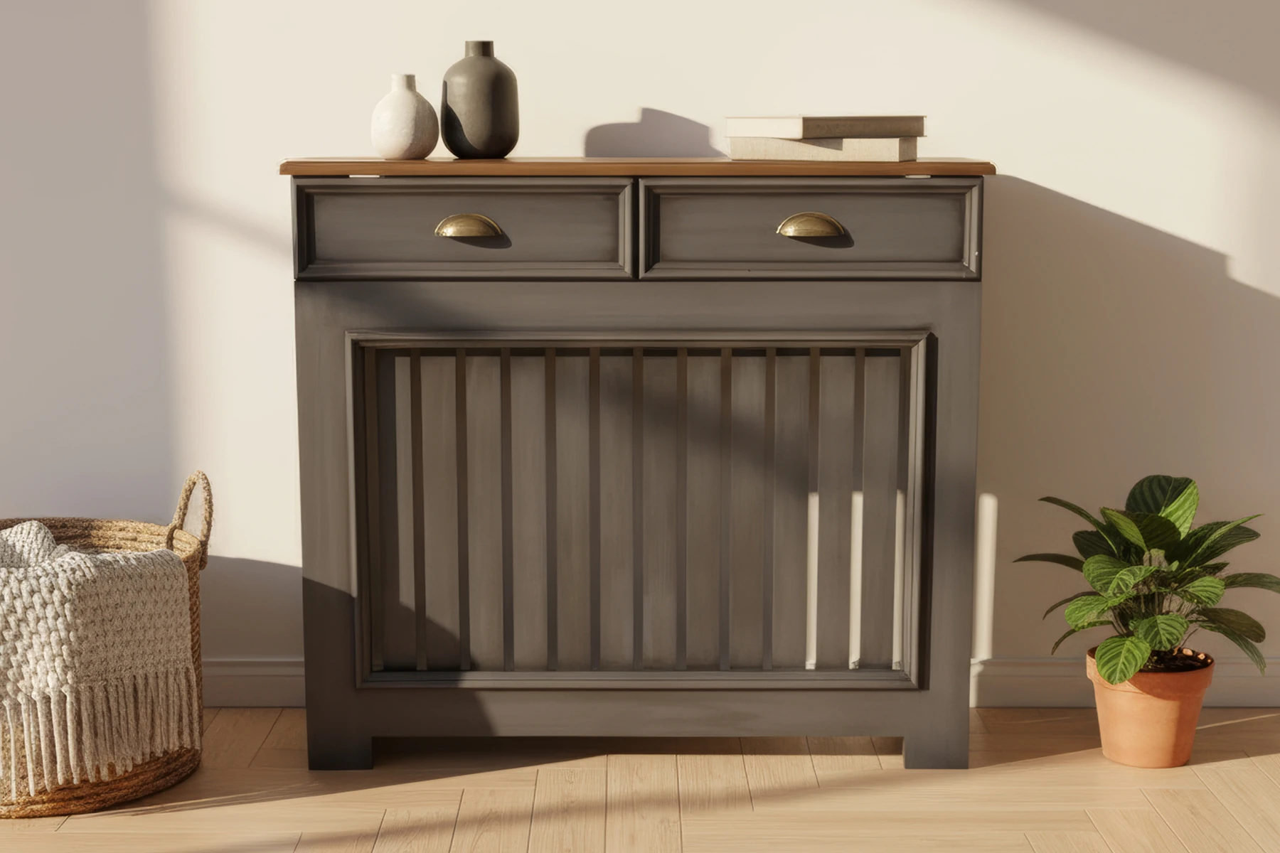 Verona Çekmeceli Petek Kaplama Dresuar – Ahşap Üst Tablalı Dekoratif Petek Önü Mobilya