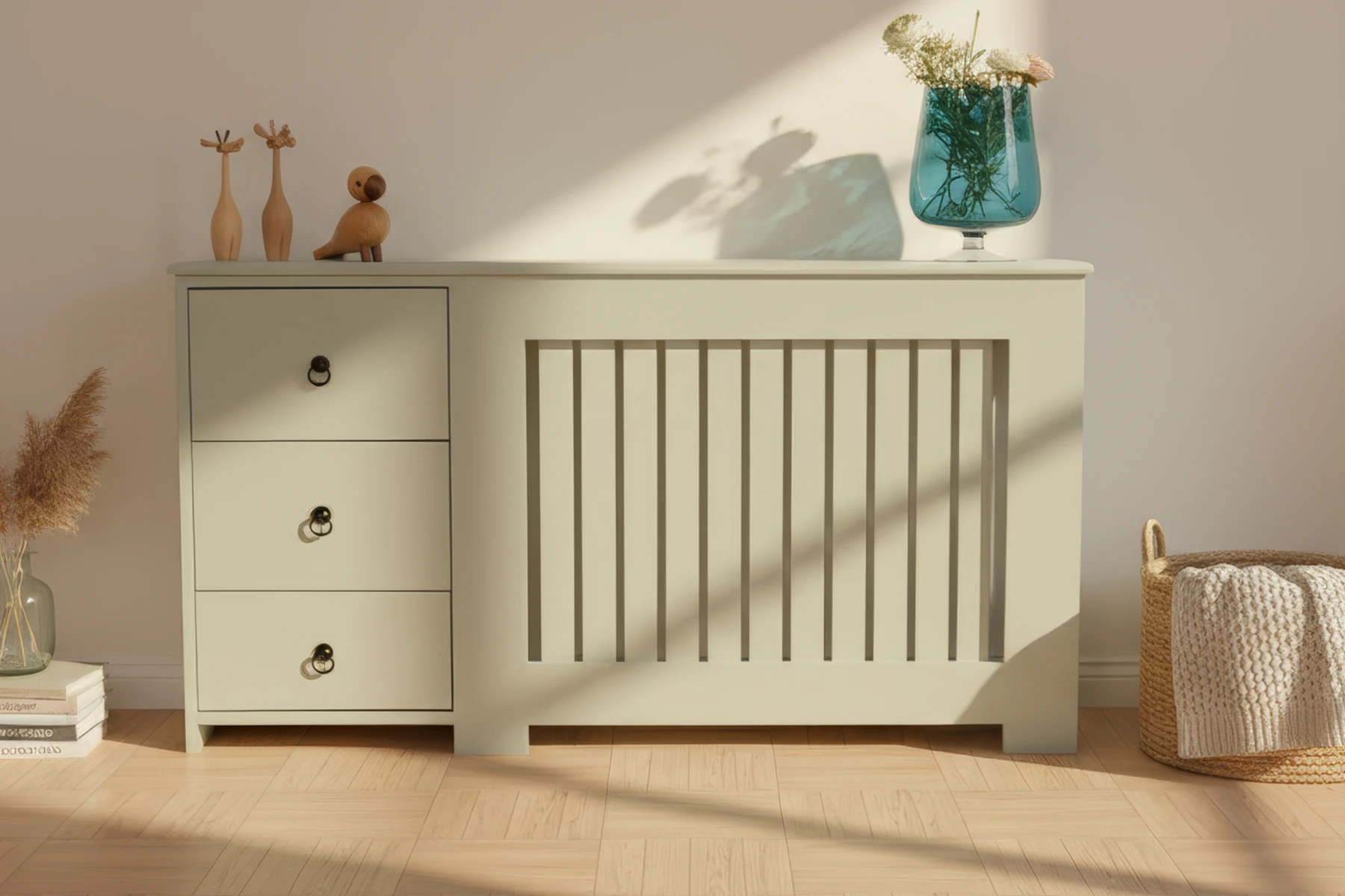 NOVA, Beyaz, Çekmeceli Petek Kaplama Dresuar – Dekoratif Petek Önü