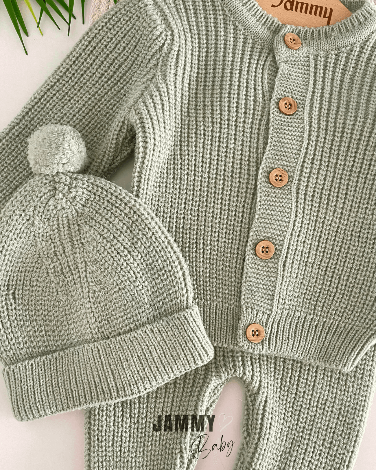Triko Hırkalı Unisex Şapkalı Takım-ÇAĞLA YEŞİLİ