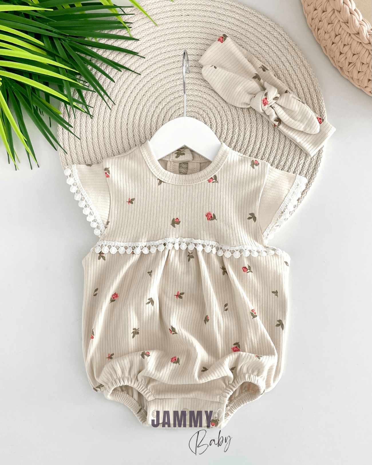 Sophia Dantelli Ribana Romper Set-BEJ