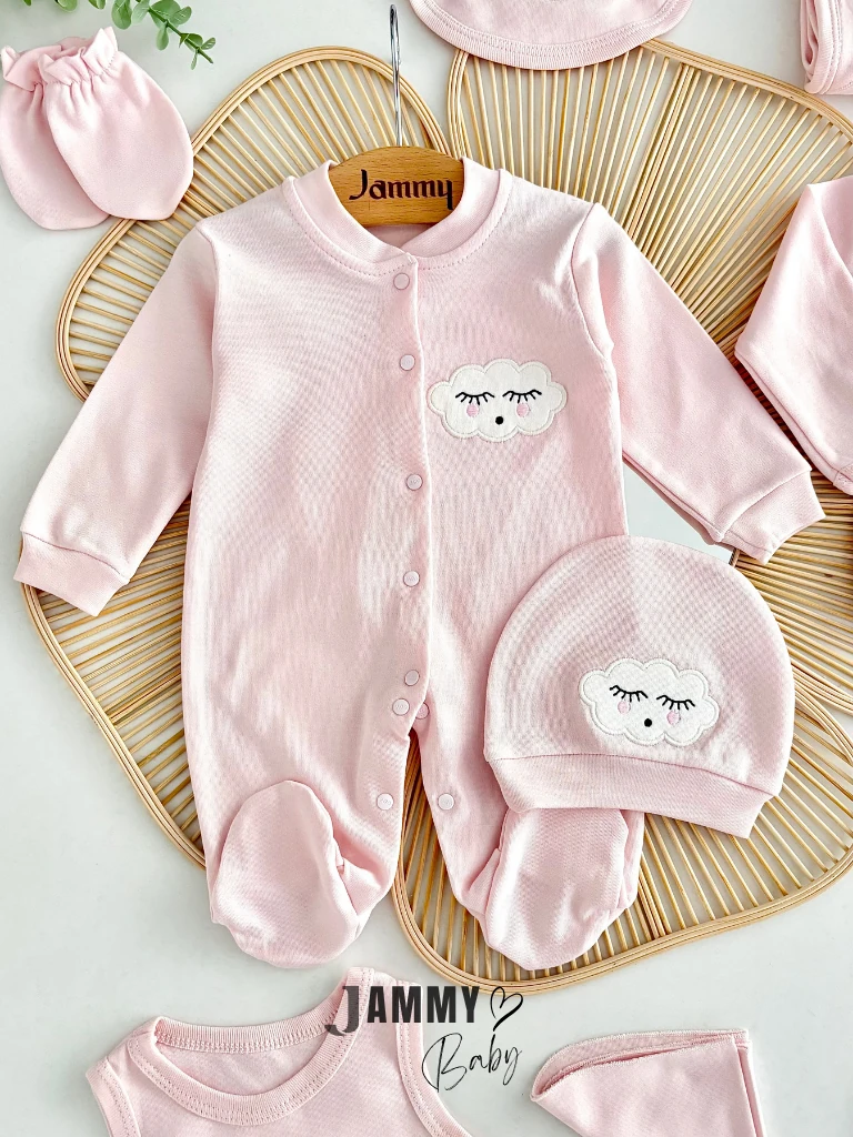 Tatlı Bulut 10 Parça Yenidoğan Hastane Çıkış Seti-PEMBE