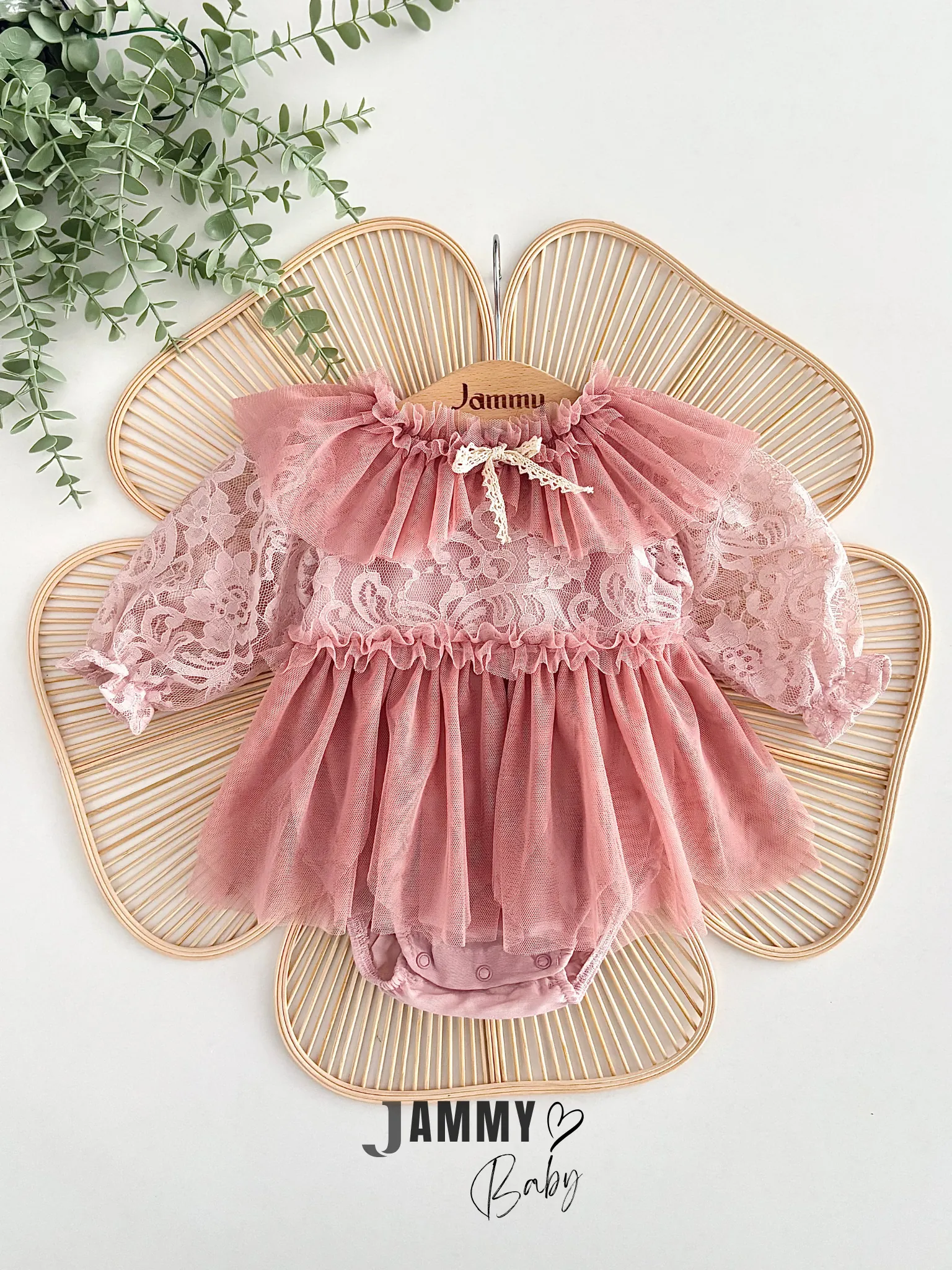 Sindirella Dantelli Özel Gün Bodysuit Romper-GÜL KURUSU