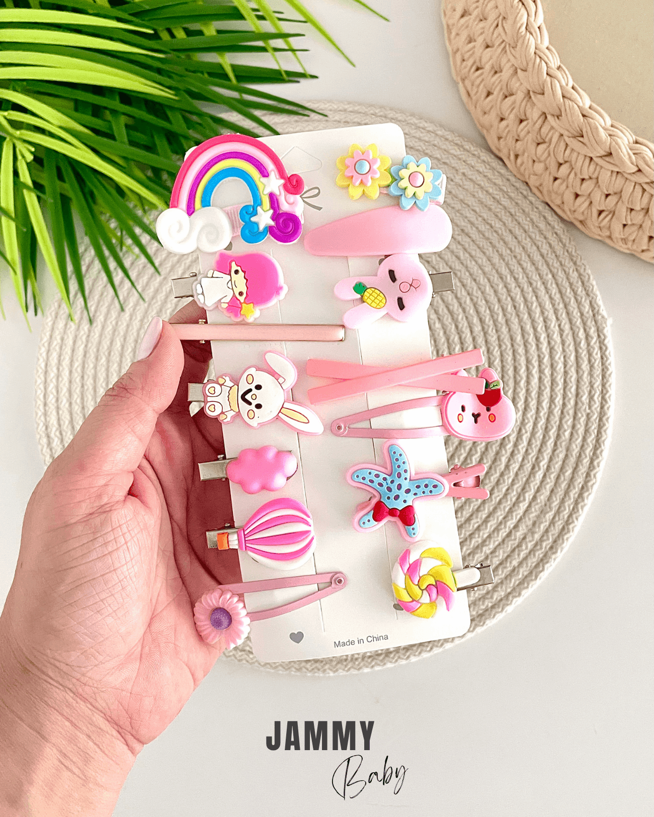 Rainbow 14'lü Karışık Toka Set-PEMBE