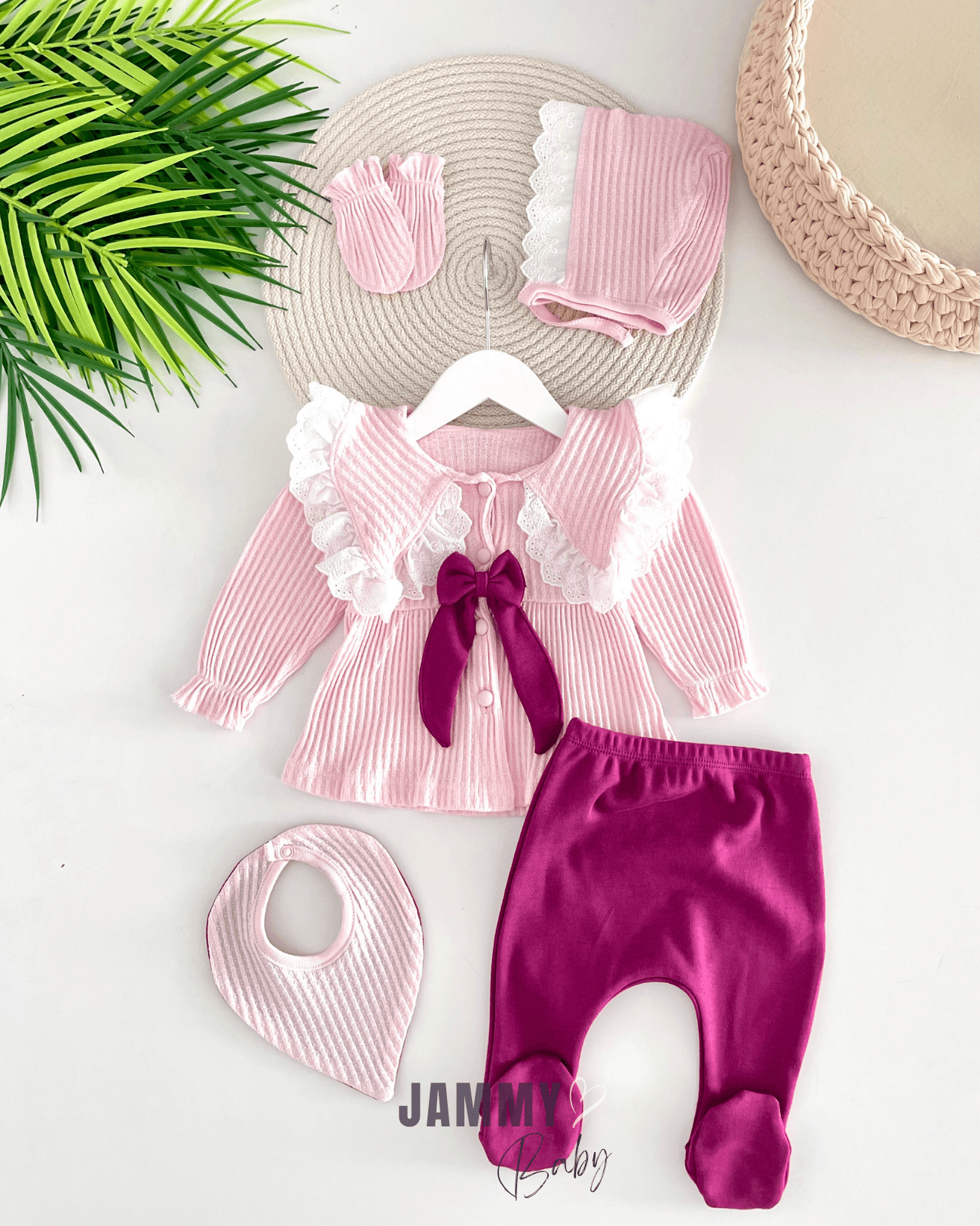 Marry Dantel Detaylı 5 Parça Yenidoğan Set-PEMBE