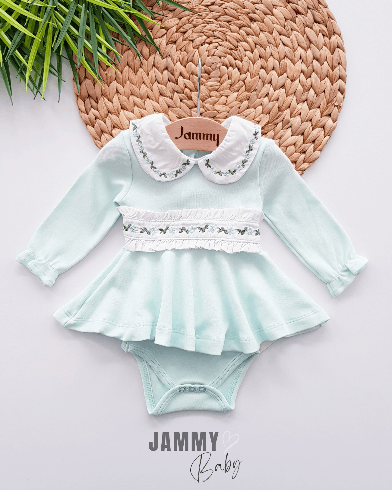 Flowers Garden Bodysuit Elbise-MİNT