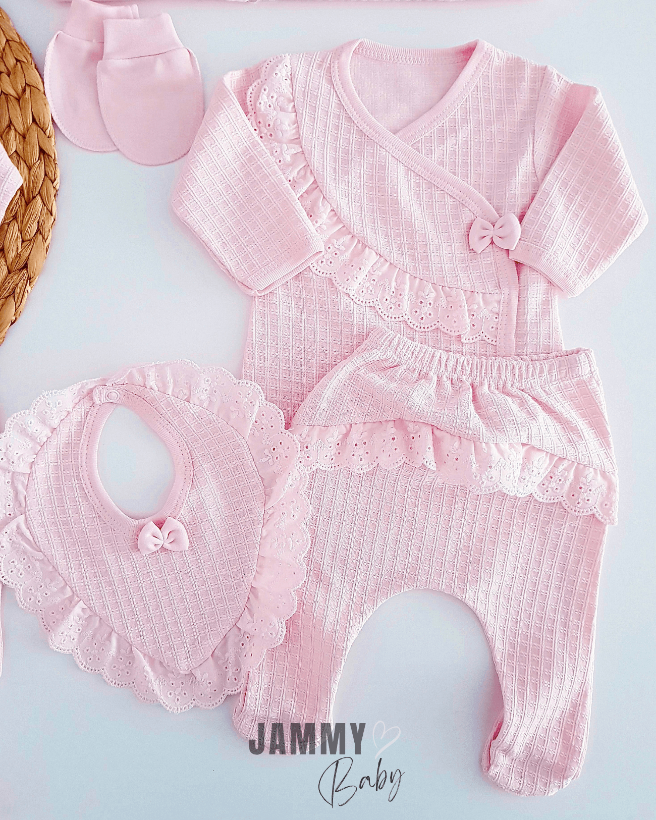 Mathilda Petek Dokuma 10 Parça Yenidoğan Set-PEMBE