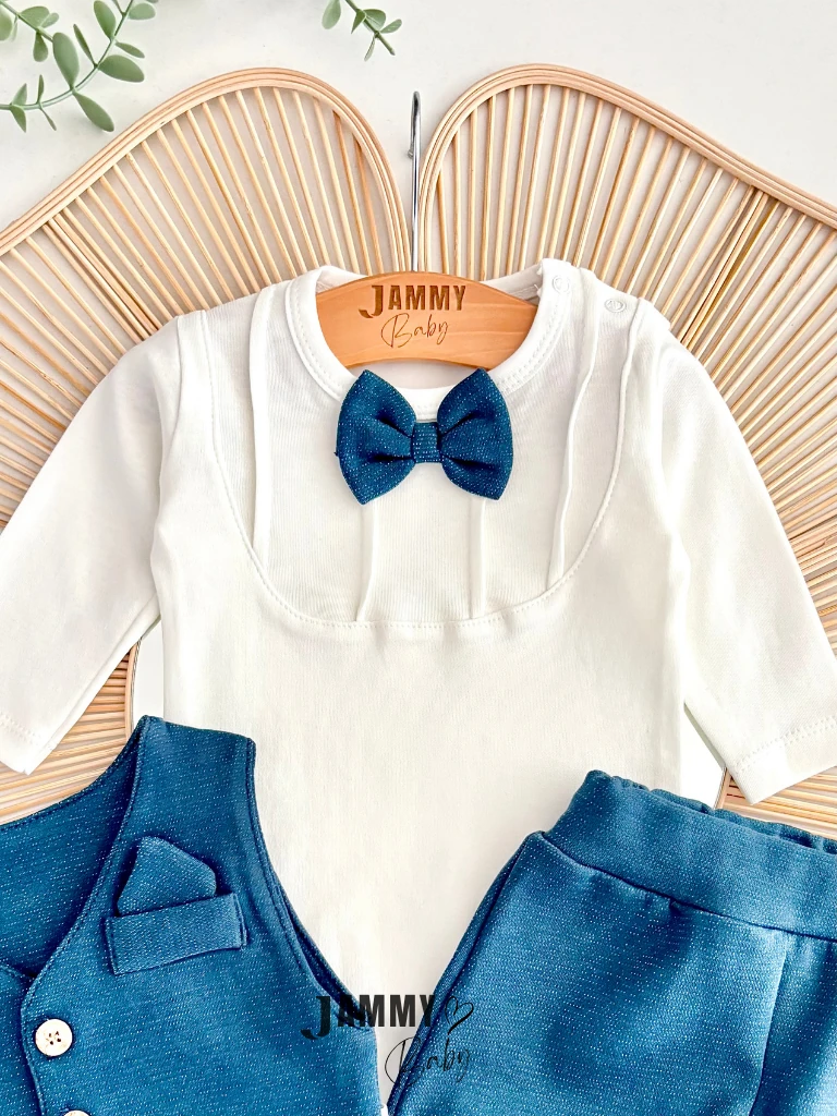 Adrian Yelekli 3 Parça Bebek Takım-LACİVERT