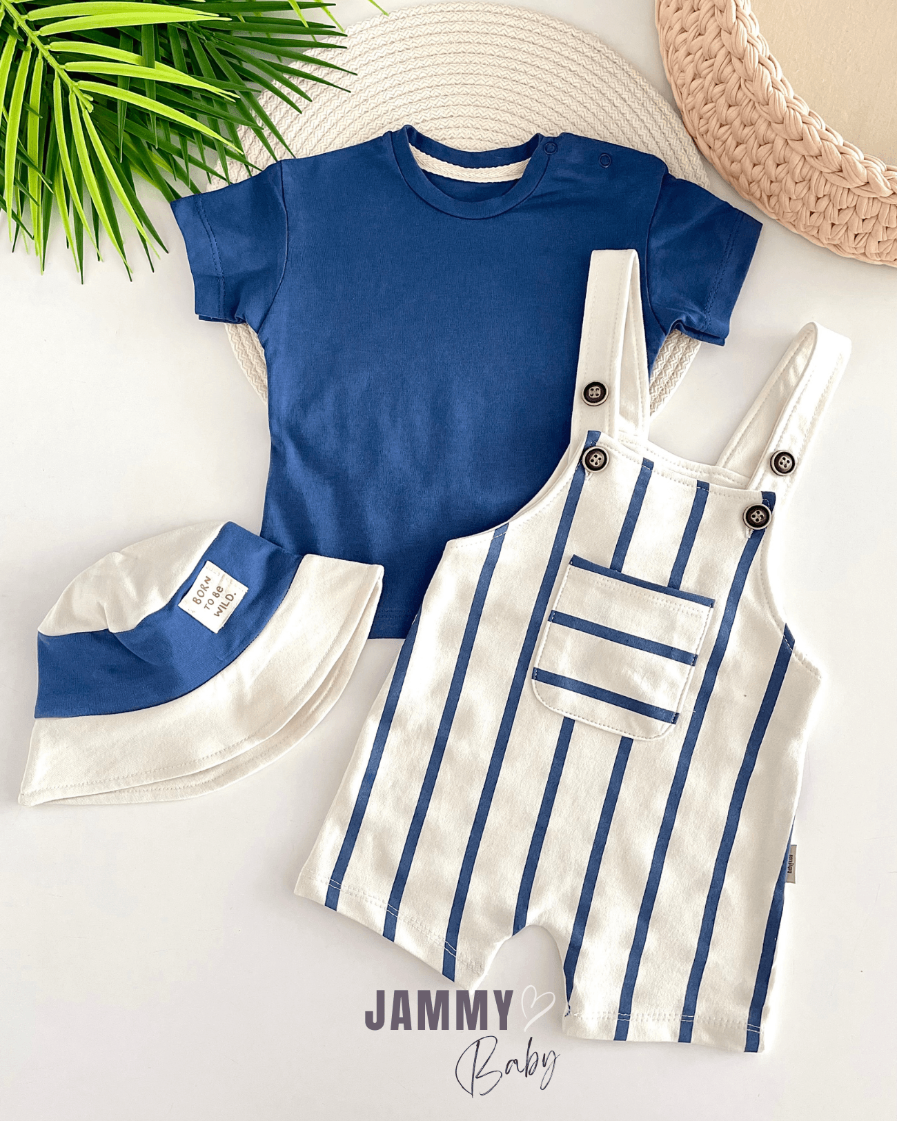 Luke Çizgili Salopet / Body Set-LACİVERT