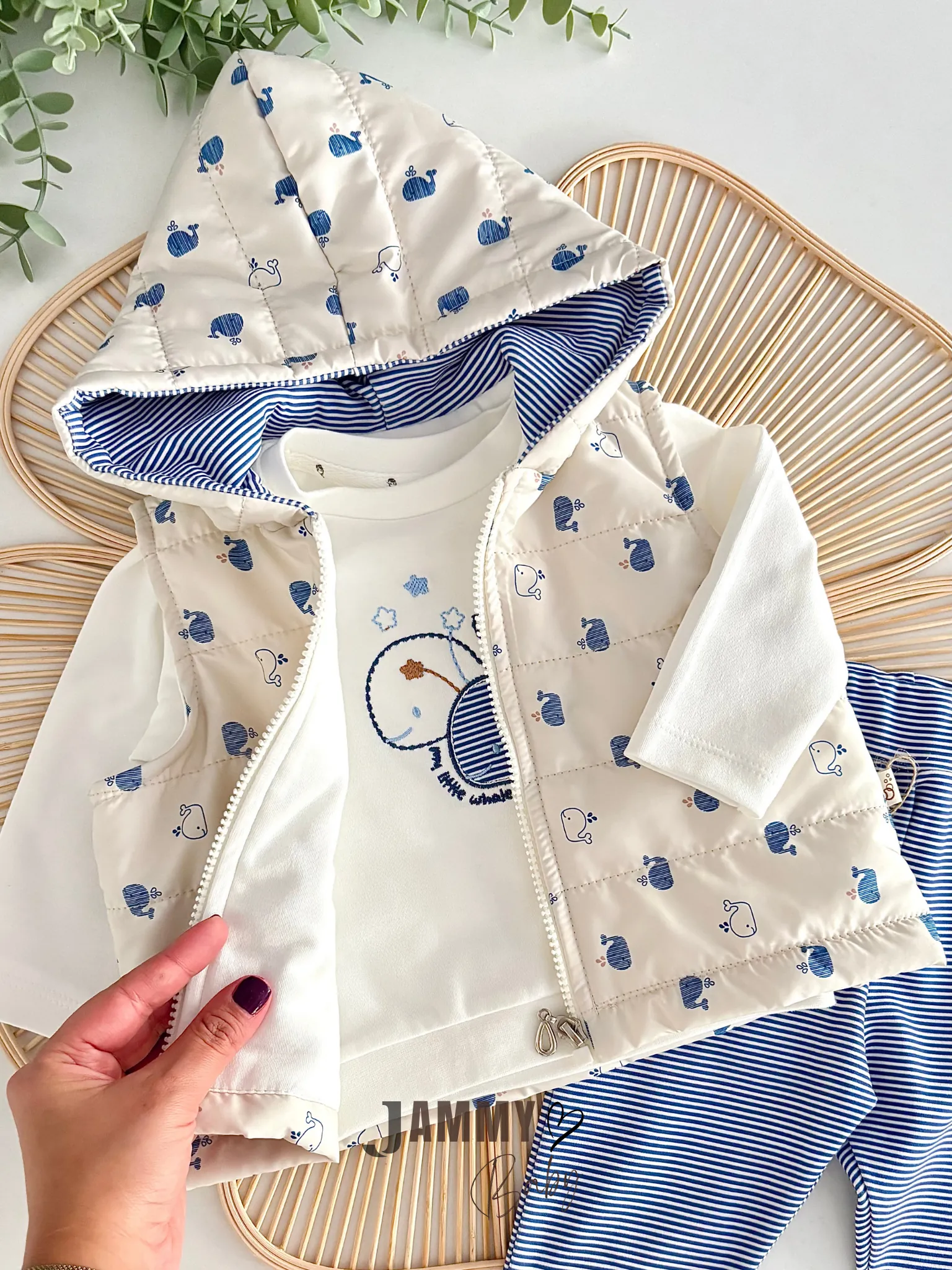 Little Whale Şişme Yelekli Takım-MAVİ