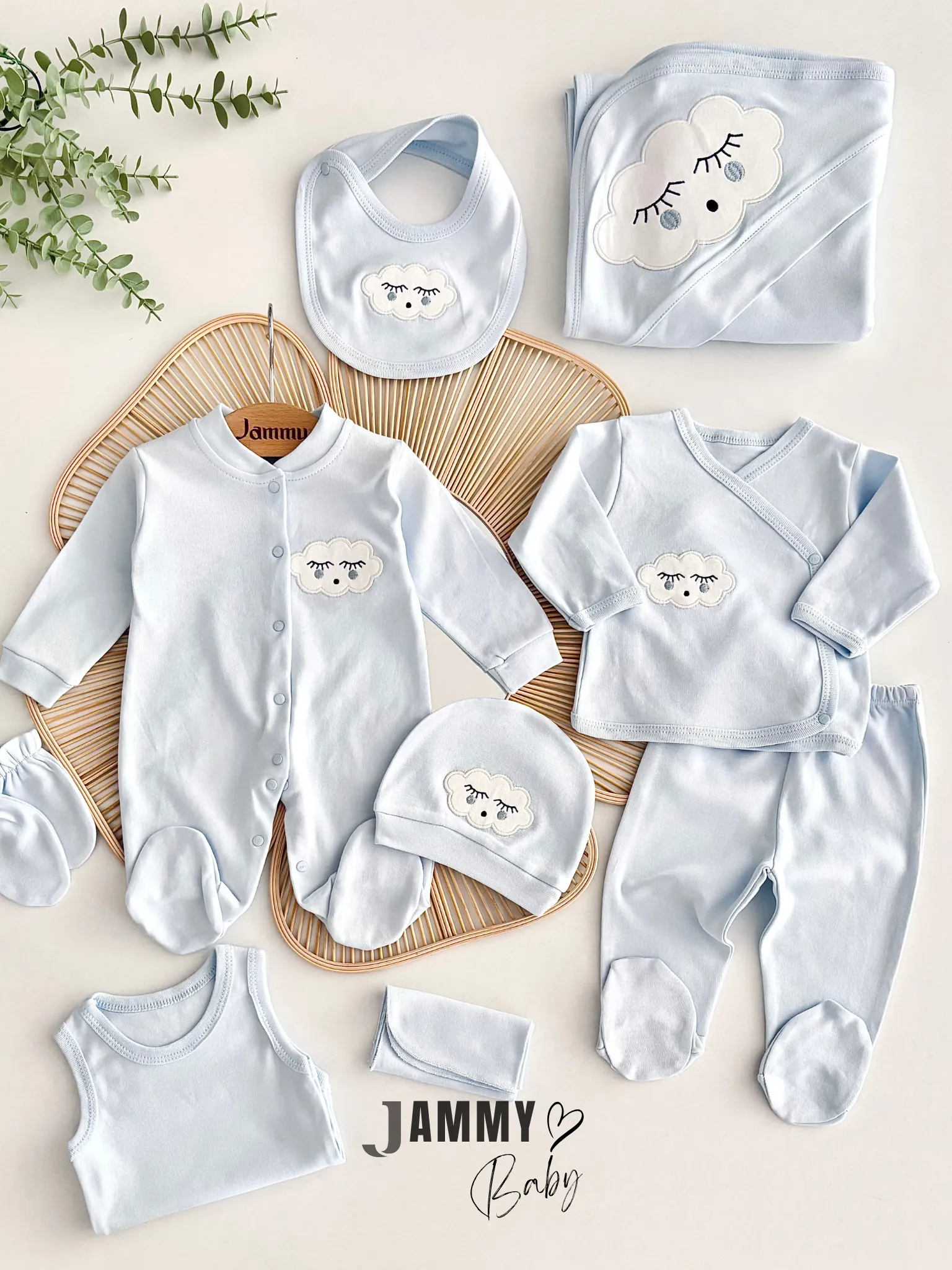 Tatlı Bulut 10 Parça Yenidoğan Hastane Çıkış Seti-MAVİ