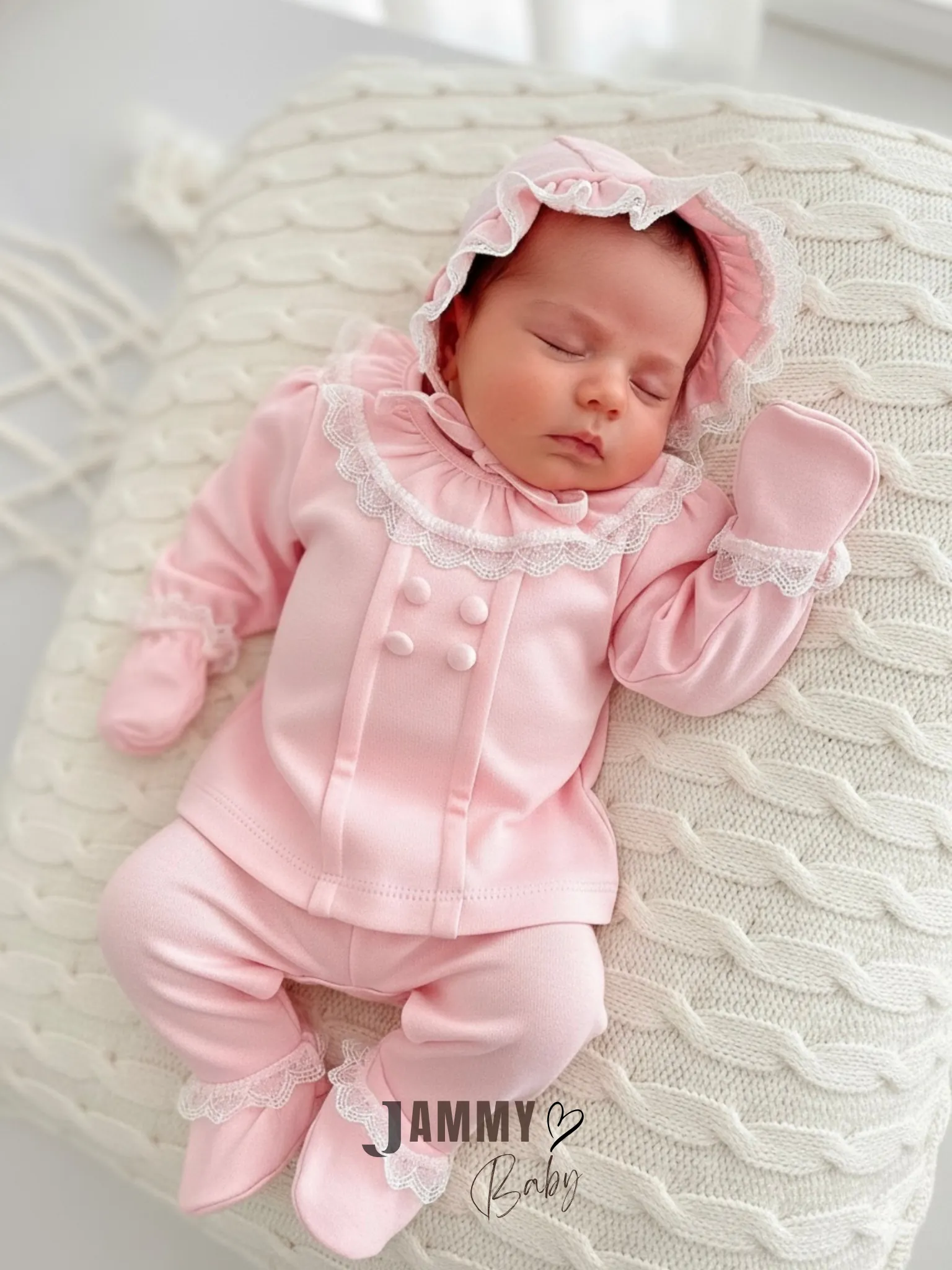 Elegant Dantelli 5 Parça Yenidoğan Set-PEMBE